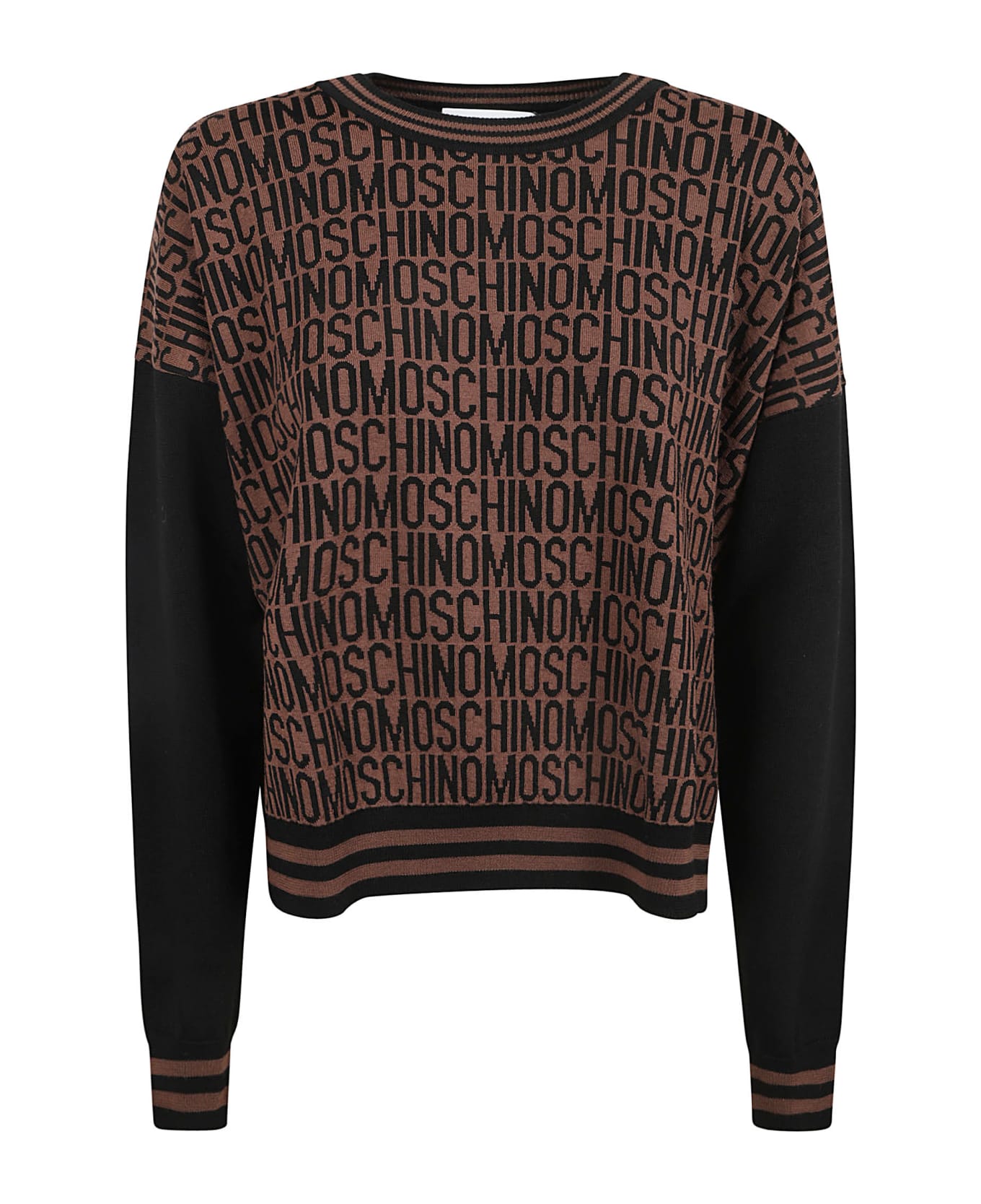 Moschino Logo Knit Monogram Sweater - Brown ニットウェア