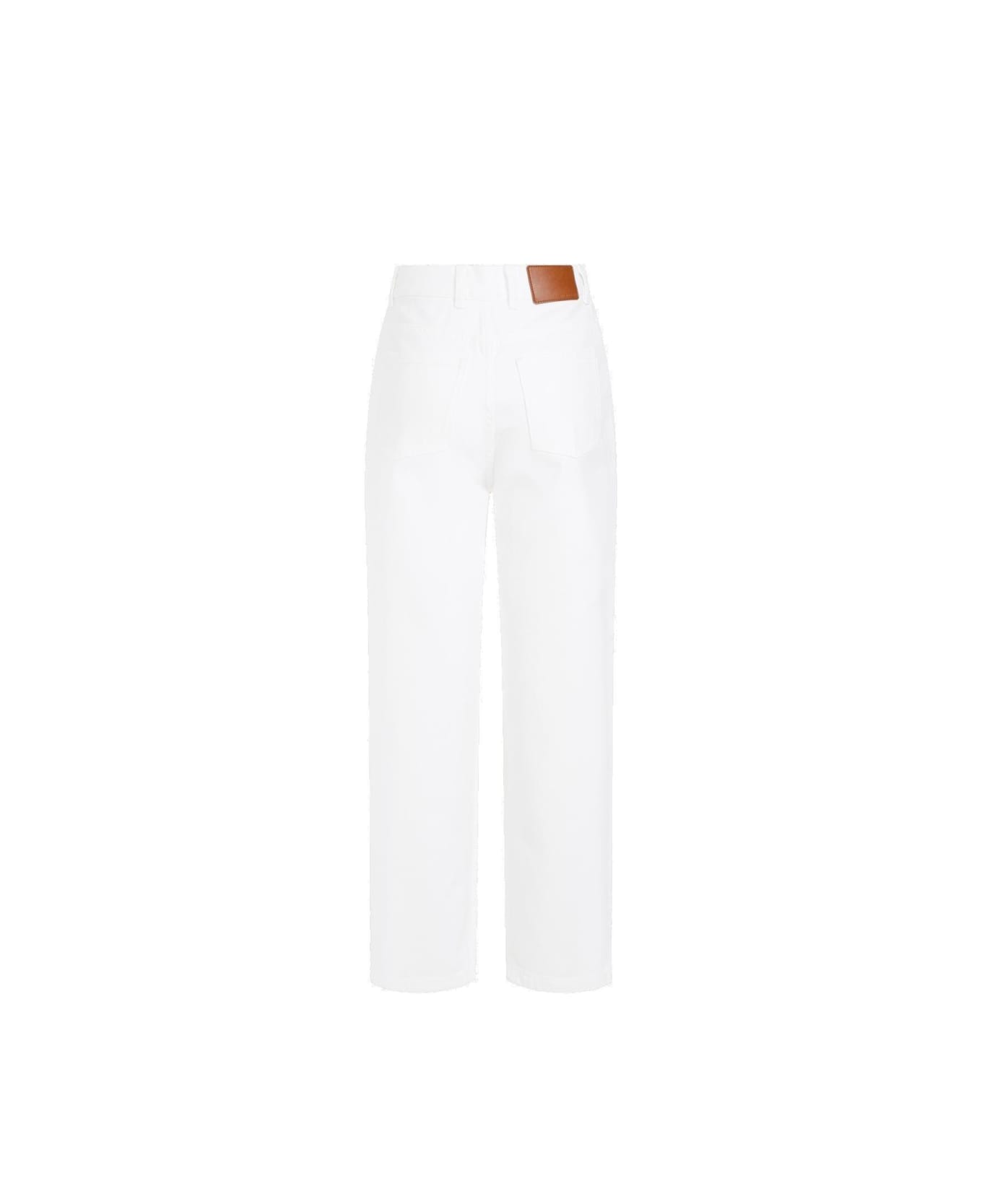 Moncler Logo Patch Straight Leg Trousers - White