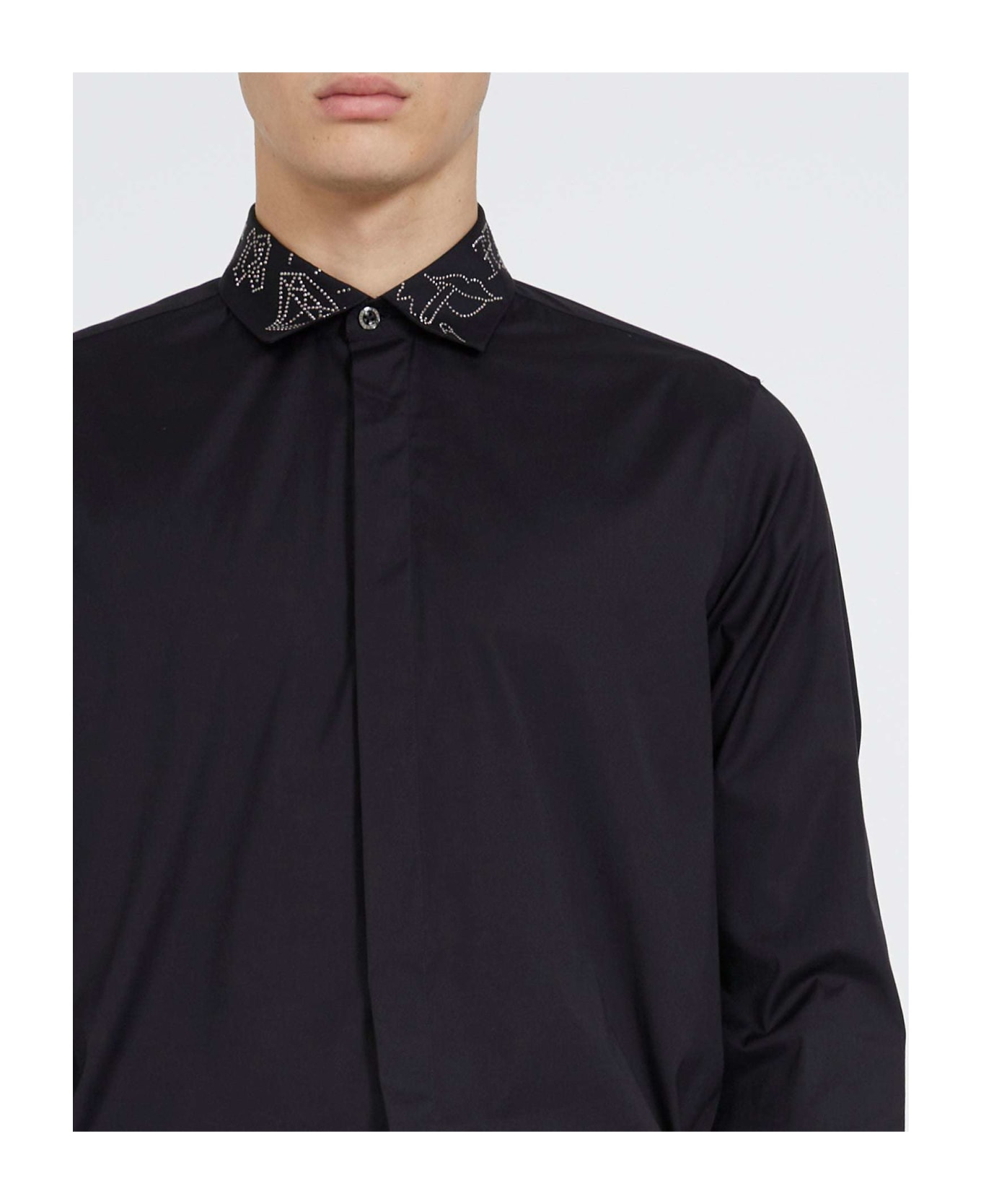 John Richmond Shirt With Sequined Collar - Nero シャツ