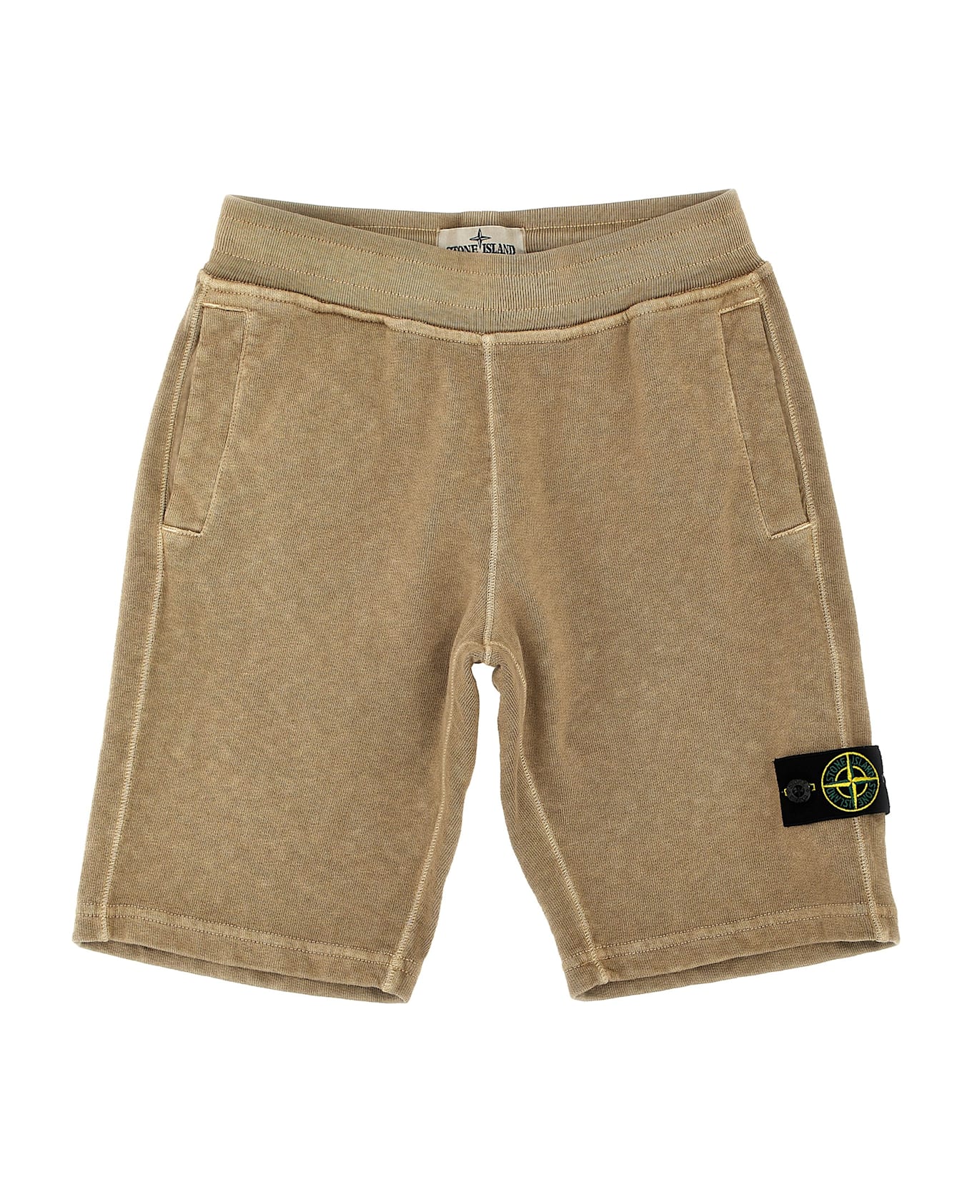 Stone Island Junior Logo Badge Bermuda Shorts - Beige