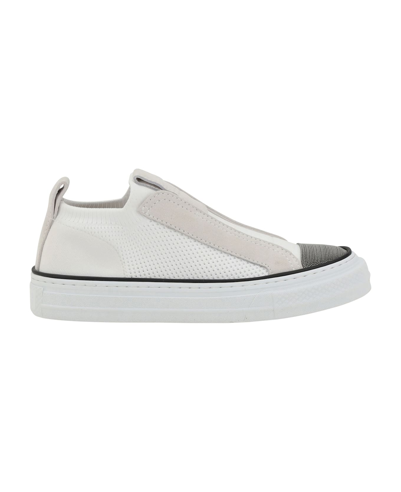 Brunello Cucinelli Knitted Slip-on Sneakers With Suede Details And Precious Toe - Blu