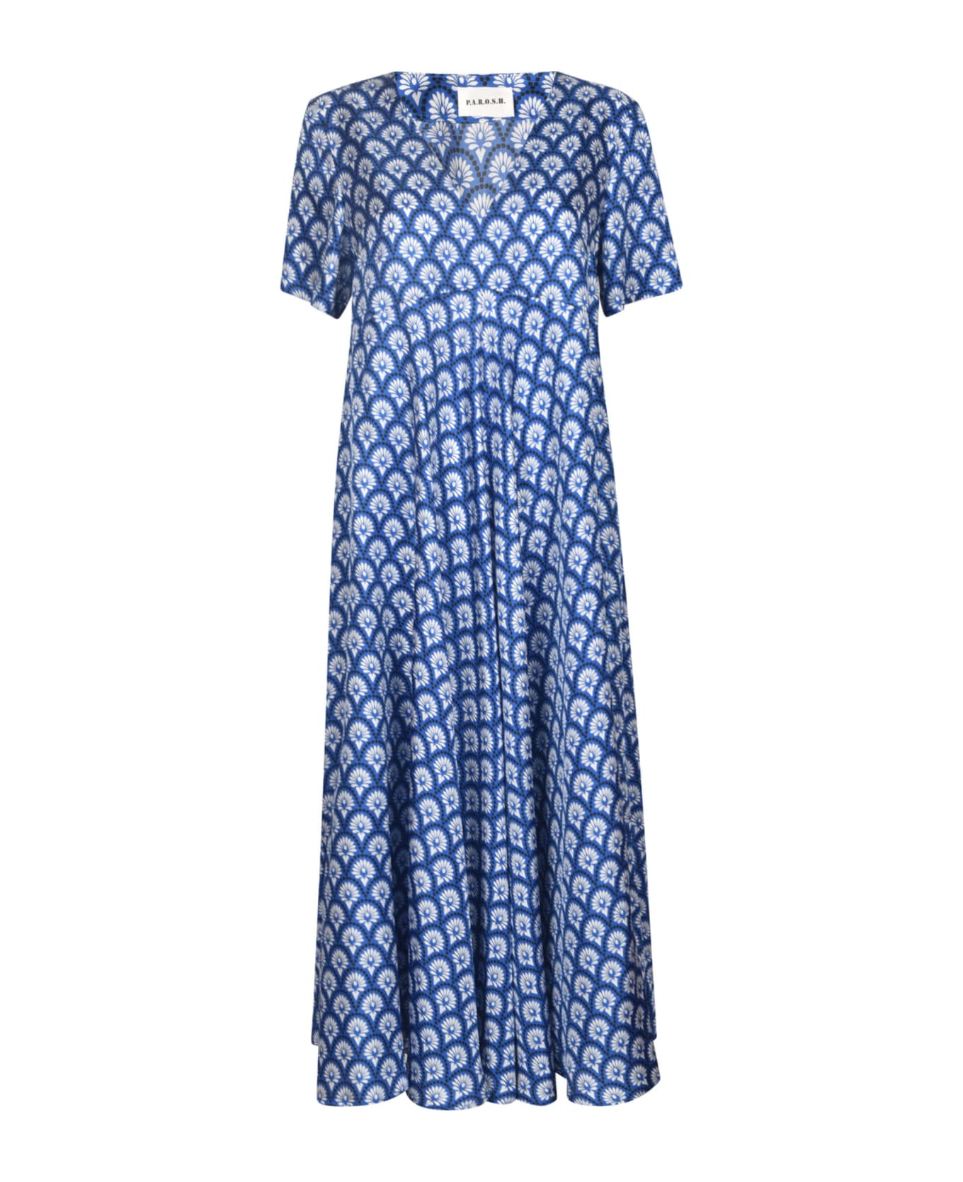 Parosh Monogram Printed Dress - Blue/White