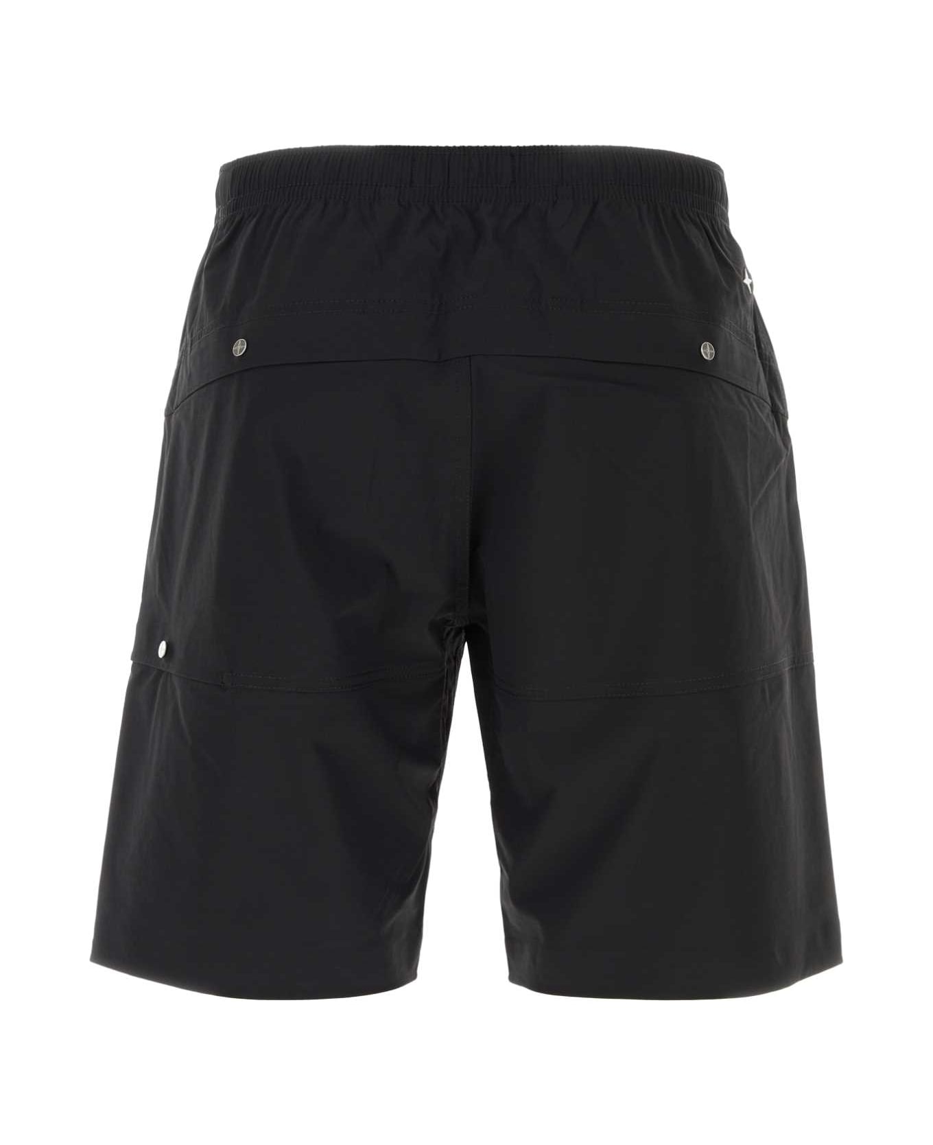 Stone Island Black Stretch Nylon Bermuda Shorts - BLK