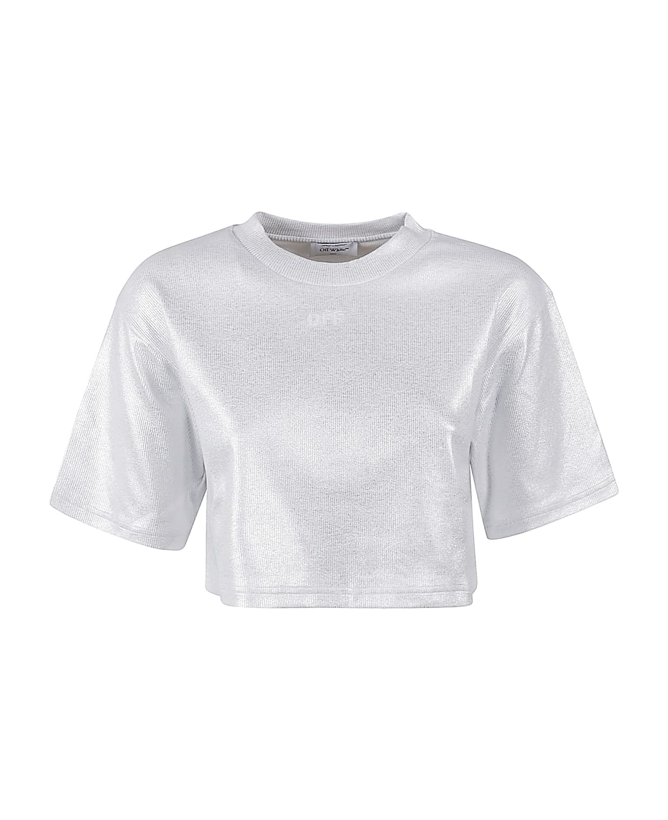 Off-White Rib Crop T-shirt - Silver/Off-White