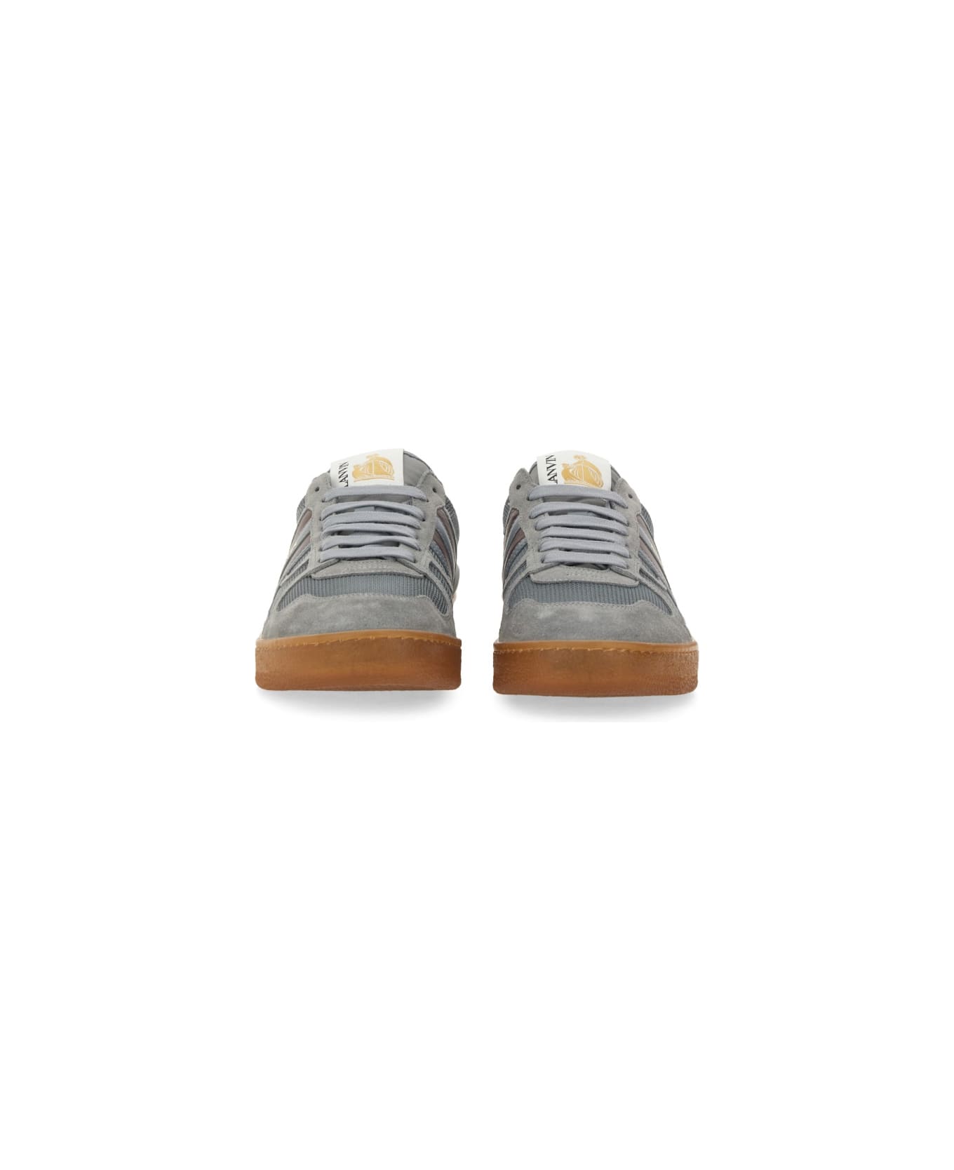Lanvin Mesh, Suede And Nappa Leather Sneaker - GREY