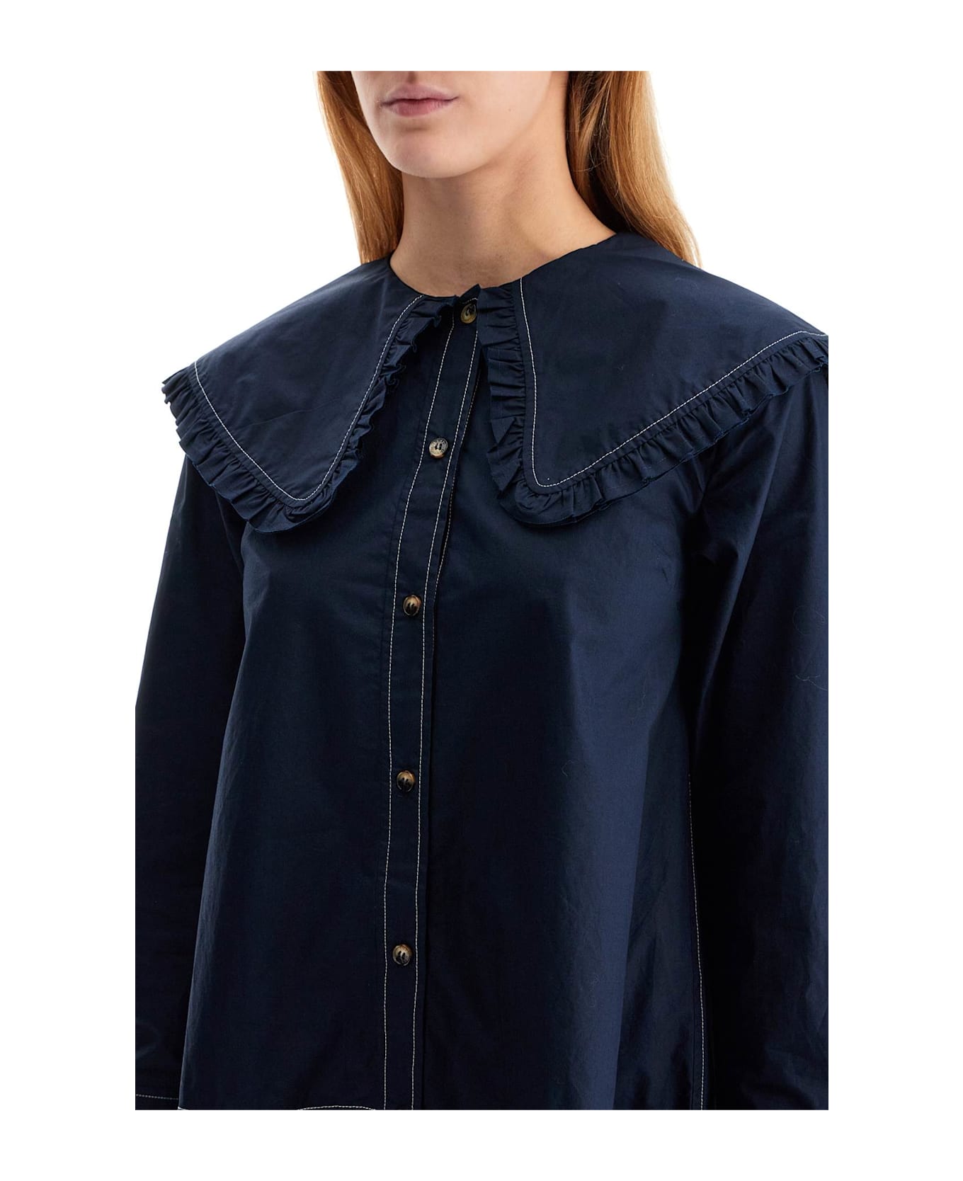 Ganni Mini Chemisier Shirt - SKY CAPTAIN (Blue)