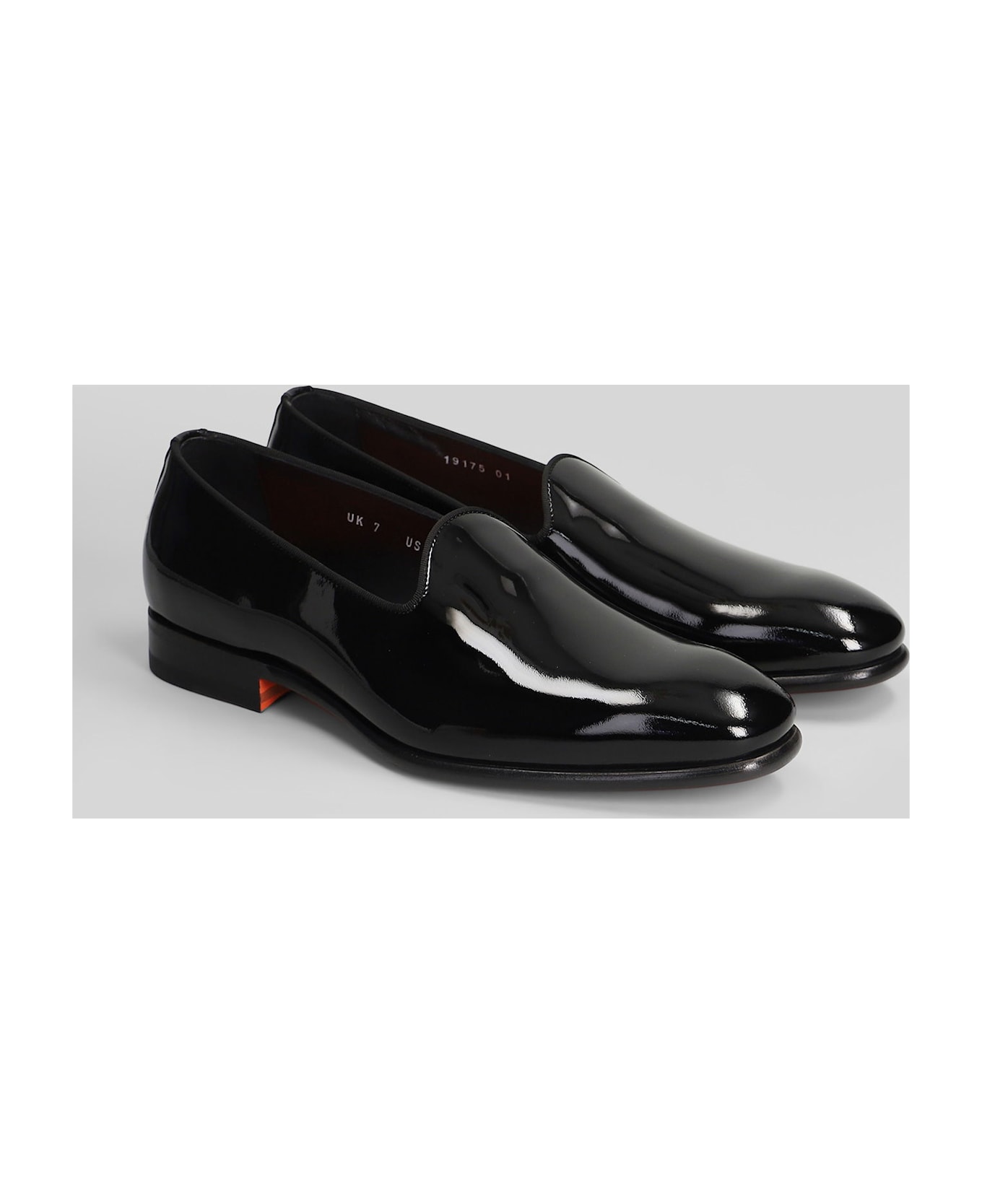 Santoni Brody Loafers In Black Patent Leather - black