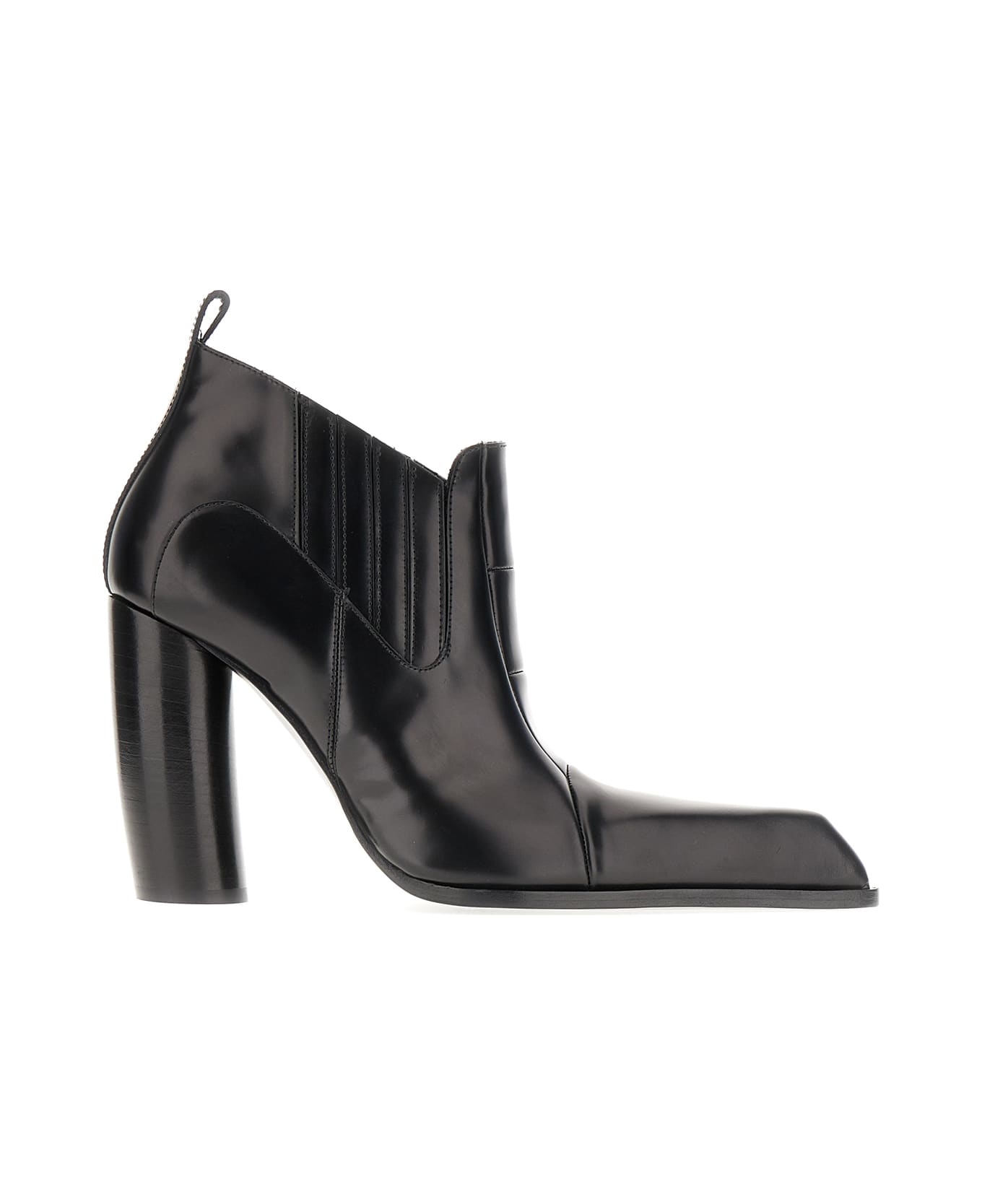 Off-White Black Leather Moon Beatle Shade Ankle Boots - 4545 ハイヒール