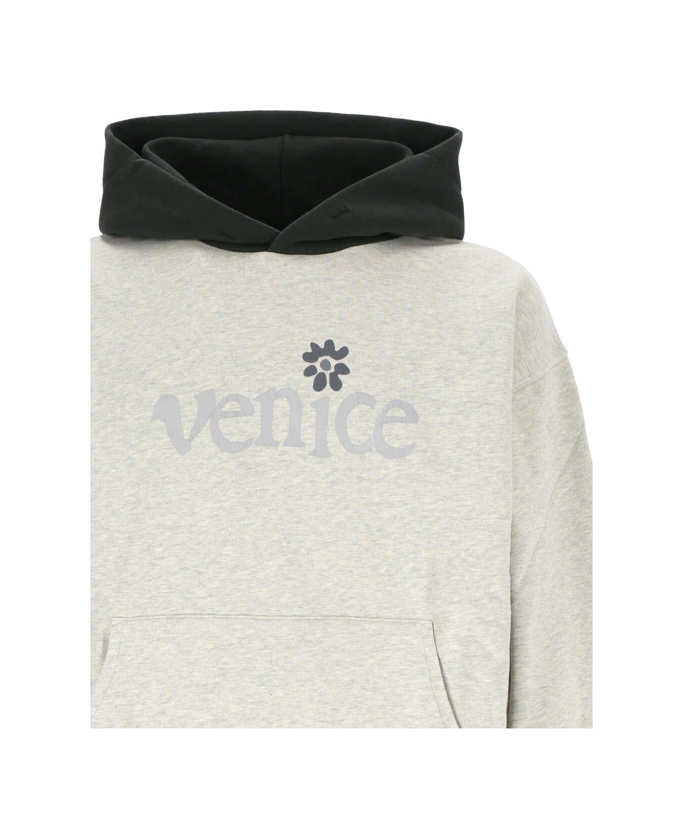 ERL Venice Logo Ribbed Hoodie - Grey フリース