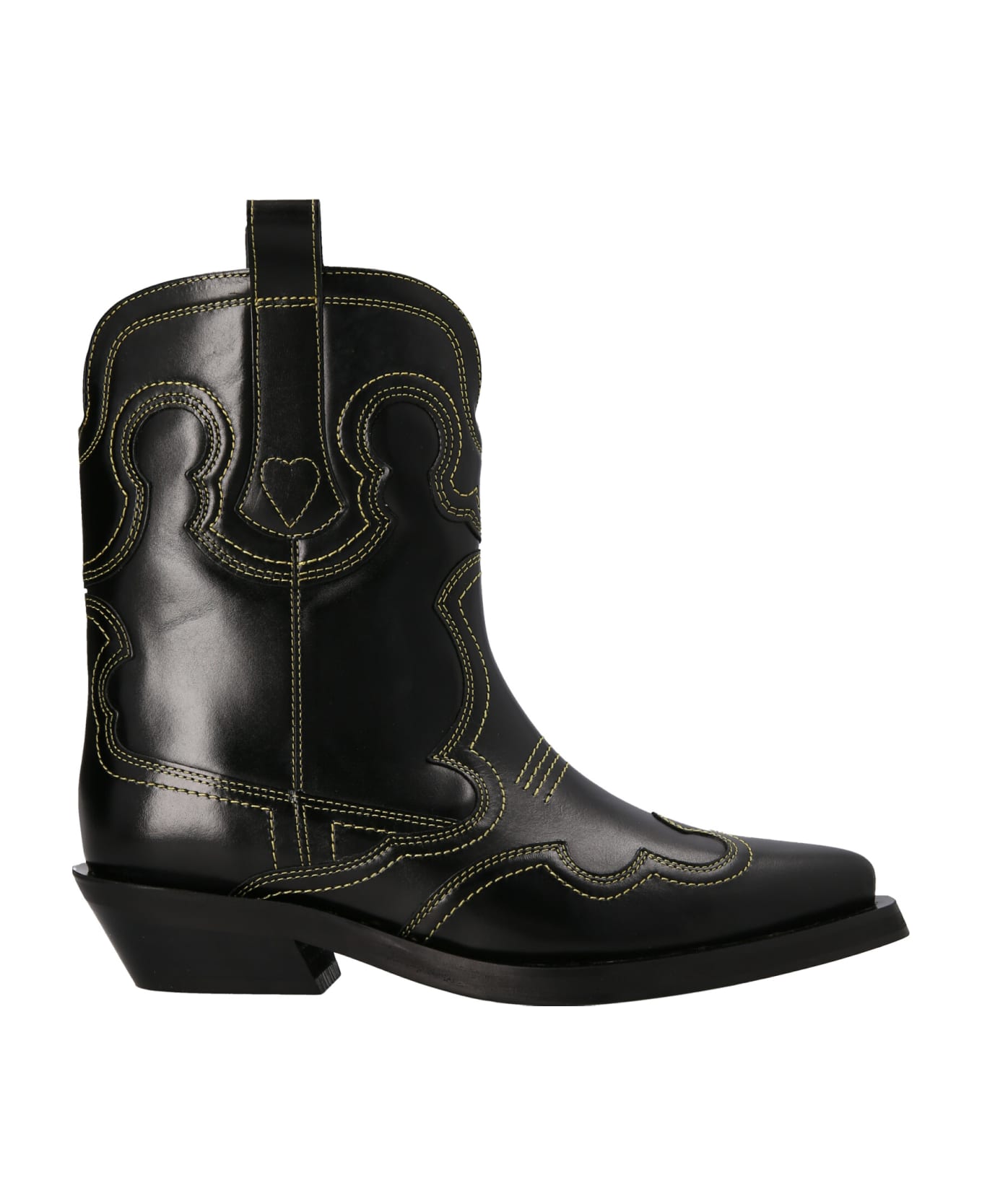 Ganni 'low Shaft Western' Texan Boots - Black  