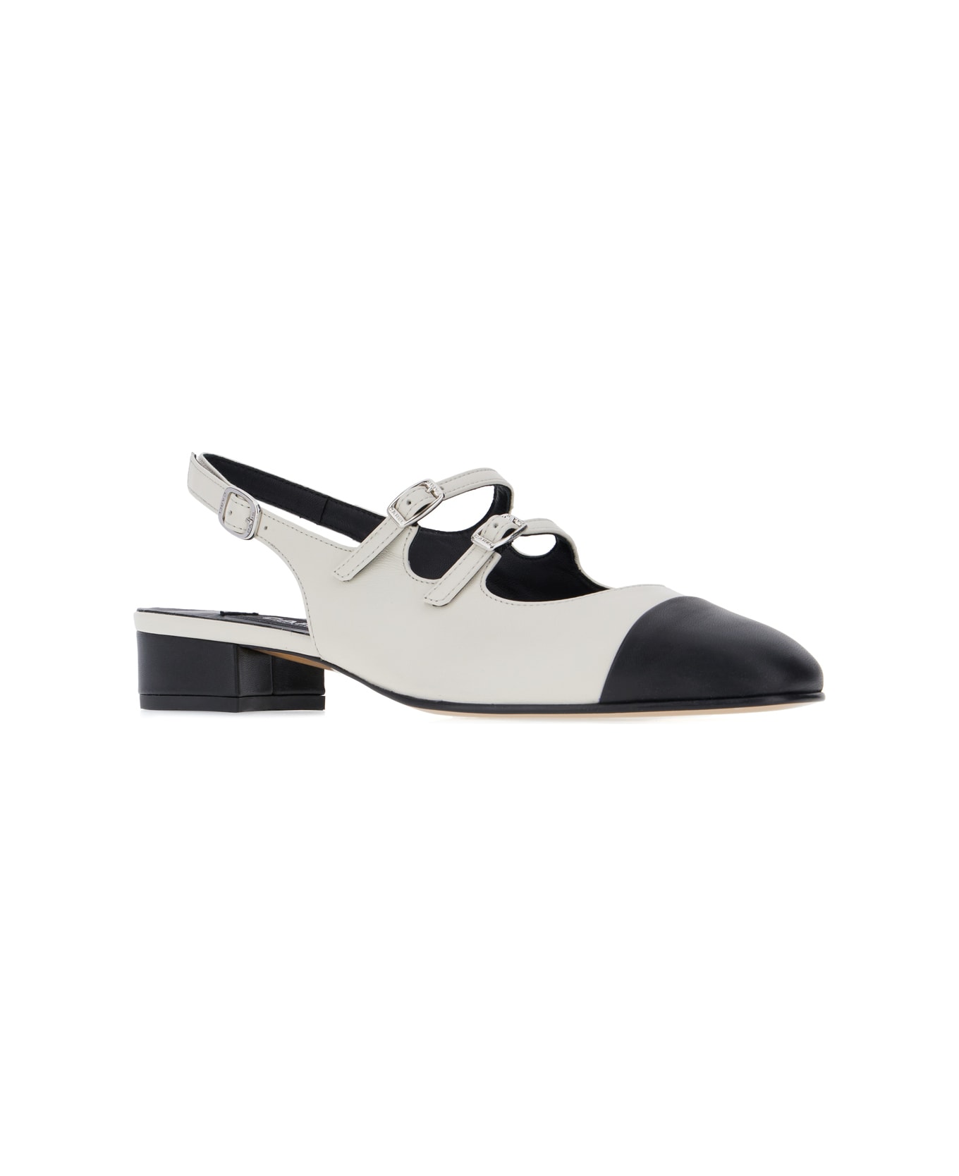 Carel Two-tone Nappa Leather Abricot Pumps - BIBEIGE