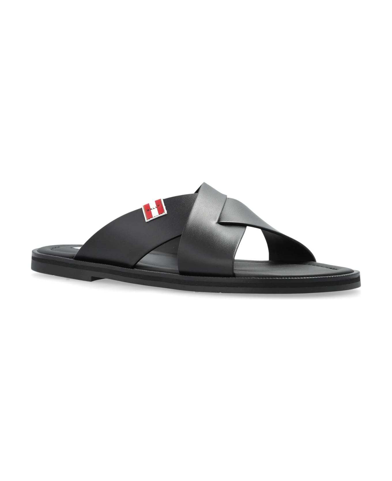 Bally Leather Slides Glorany - Black