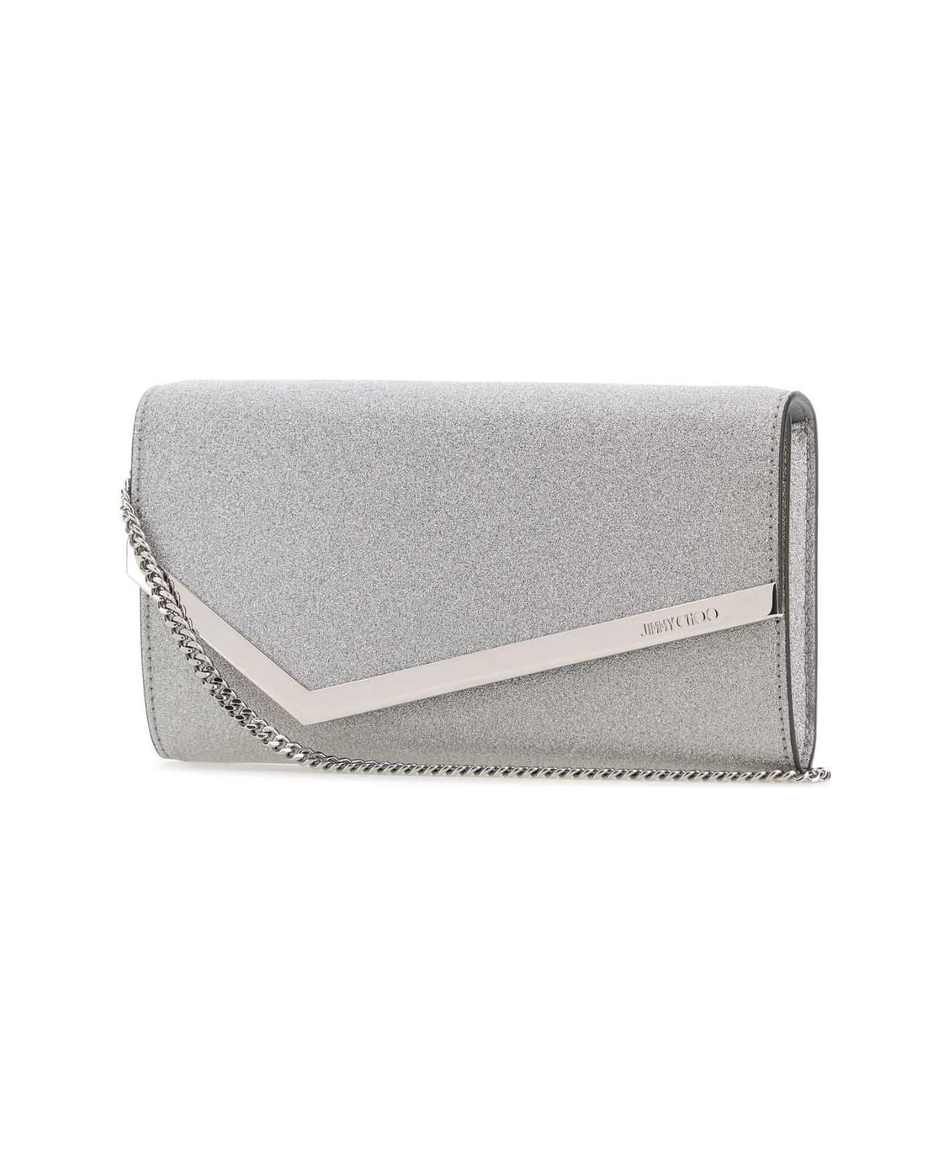 Jimmy Choo Embellished Leather Emmie Clutch - SILVER