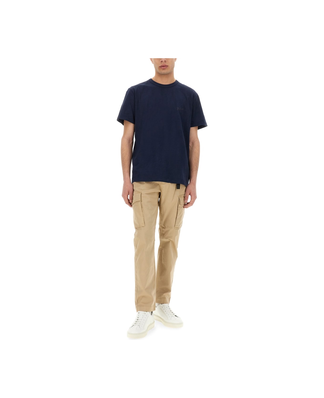Woolrich Flamed Cotton T-shirt - BLUE