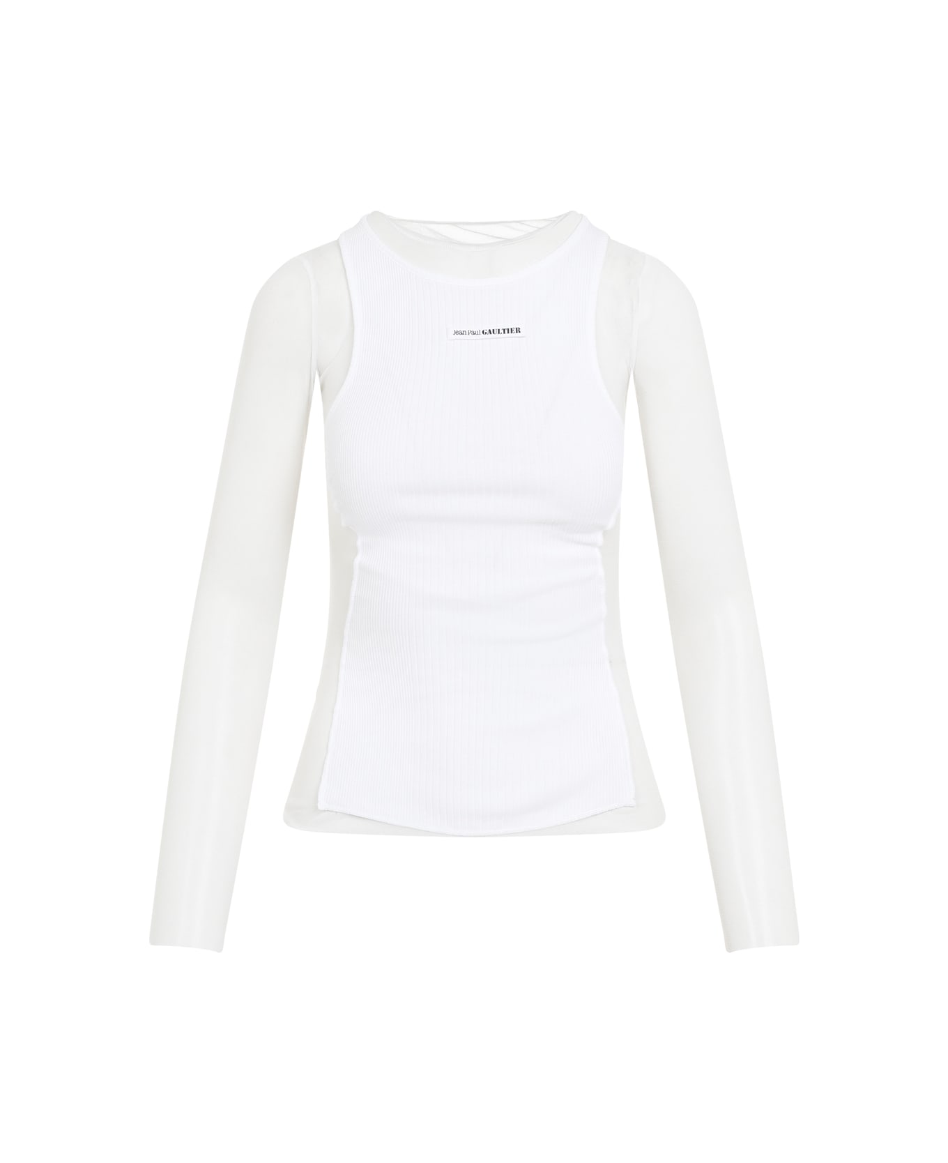 Jean Paul Gaultier Mesh With Ribs "petit Grand" Top - White White