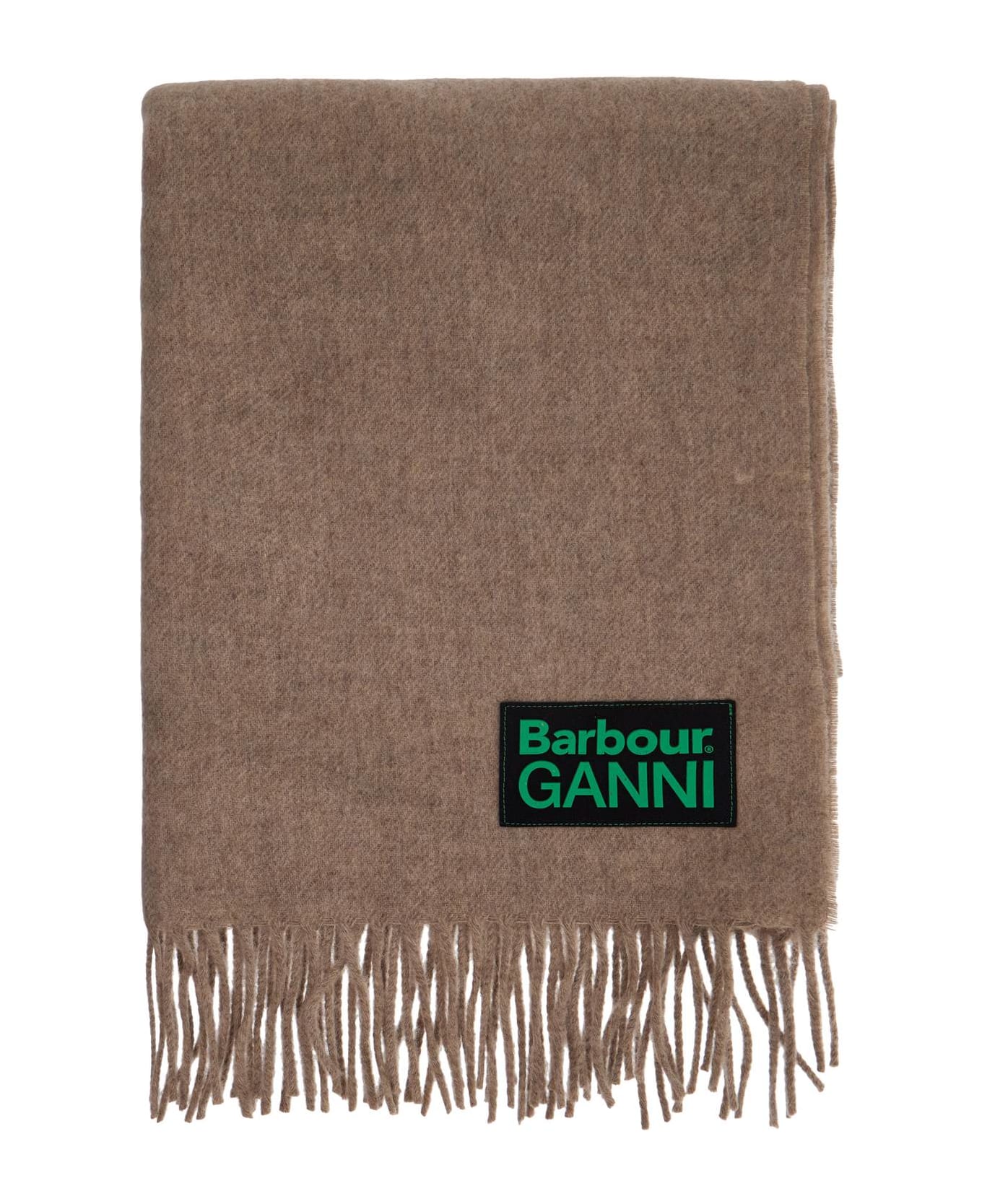 Barbour 'wool Scarf With Patch Logo Design' - CAMEL (Beige)