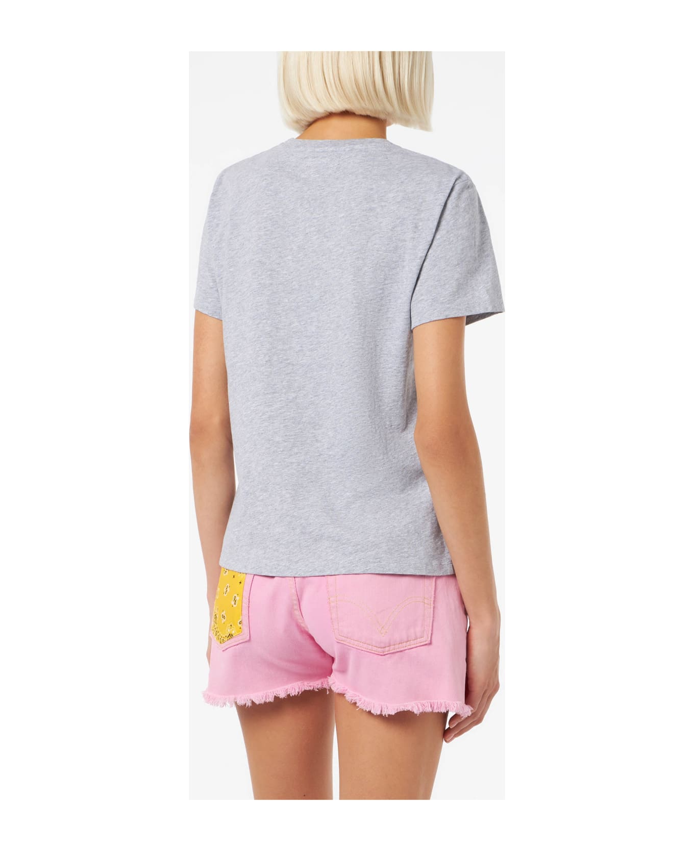 MC2 Saint Barth Woman Cotton Jersey Crewneck T-shirt Emilie With Saint Barth Beach Club Print - GREY