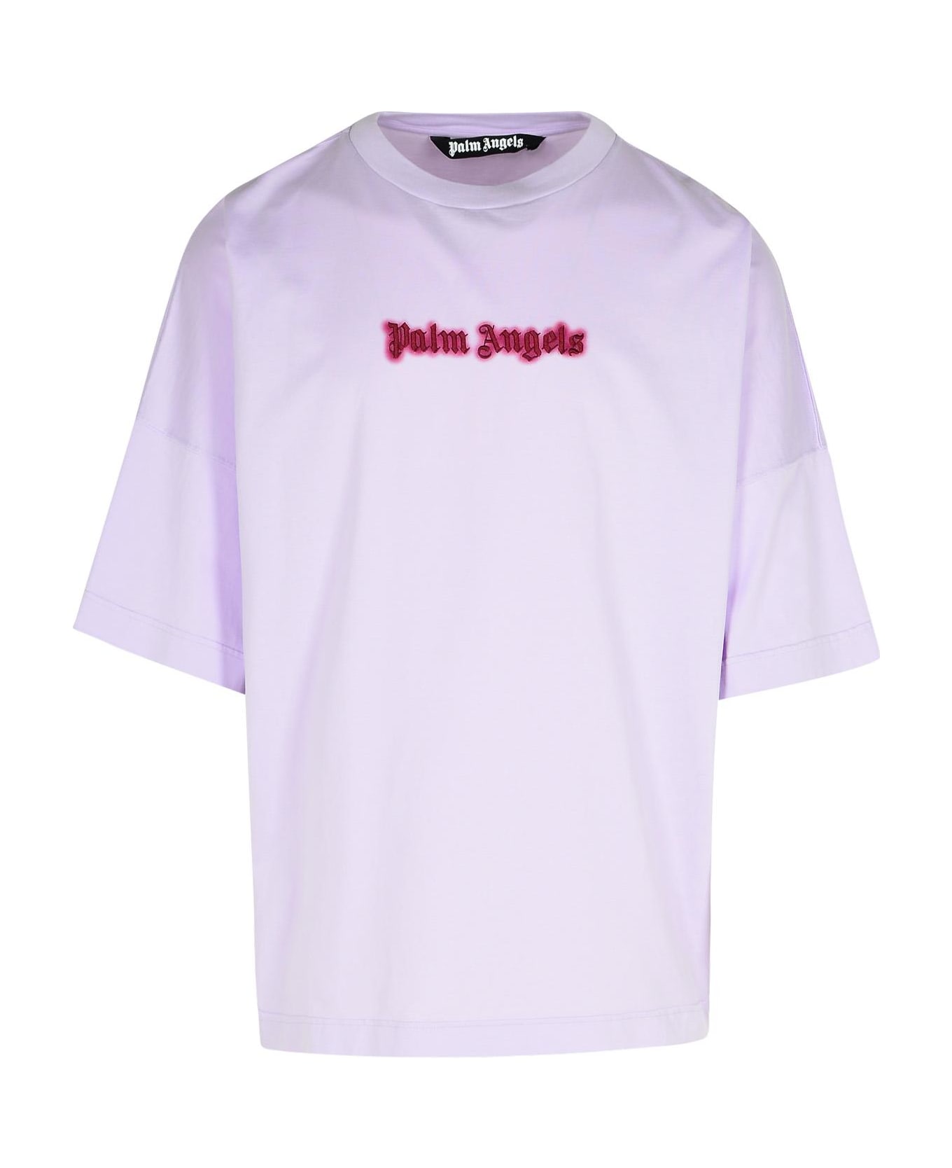 Palm Angels 'neon' Lilac Cotton T-shirt - Liliac