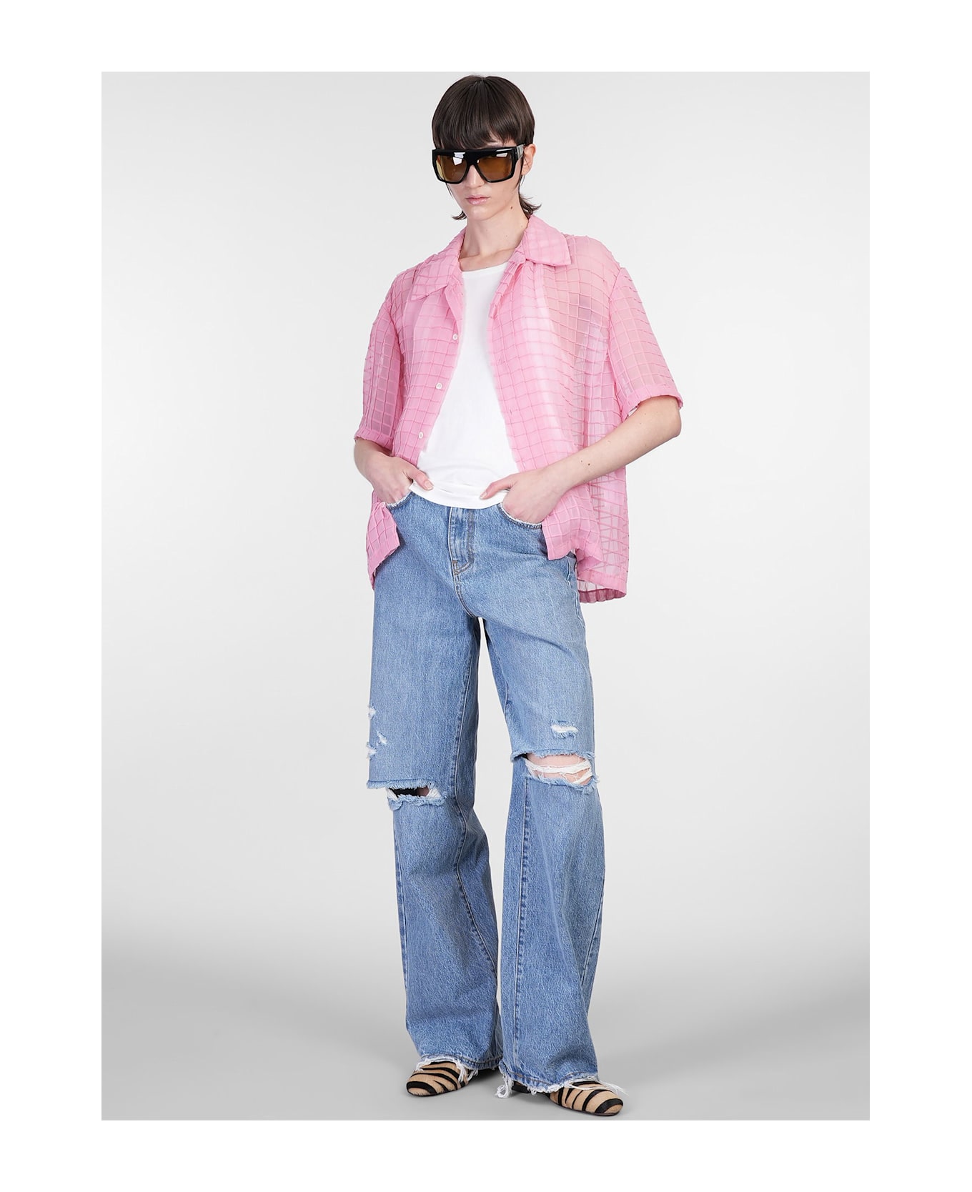 Séfr Sergio Shirt In Rose-pink Polyester - rose-pink