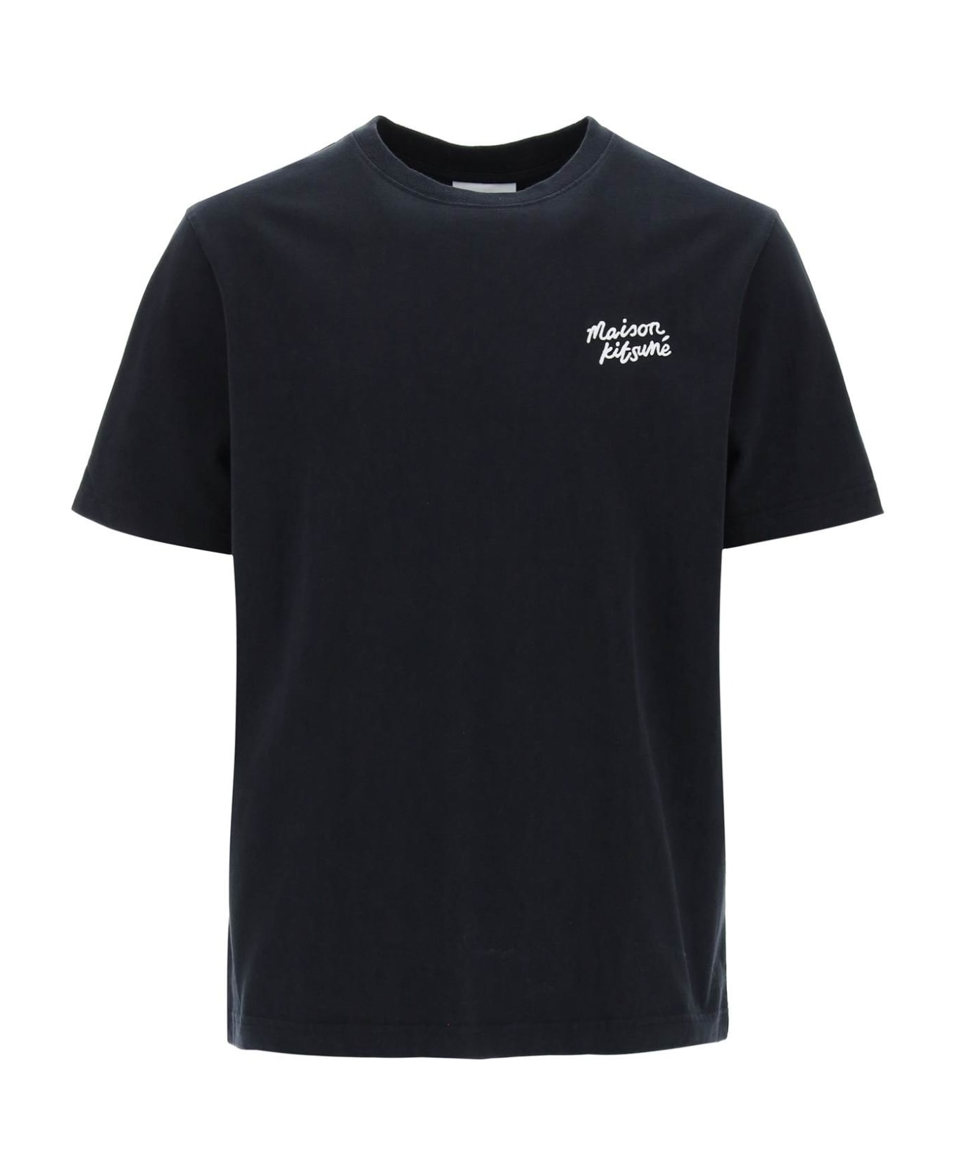 Maison Kitsuné T-shirt With Logo Lettering - BLACK WHITE (Black) シャツ