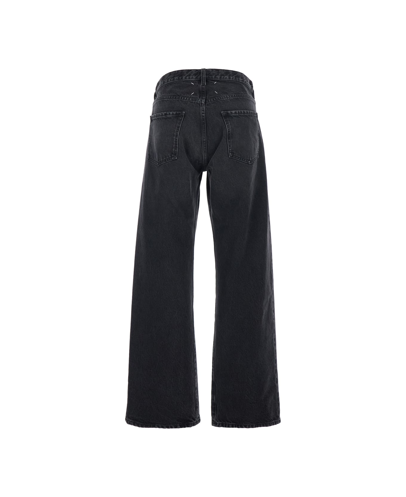 Maison Margiela Black Five-pocket Jeans With Back Logo Stitching In Denim Woman - Black