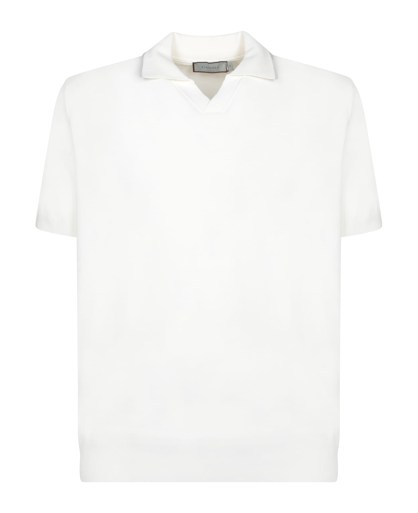 Canali White Cotton Polo Shirt - White シャツ