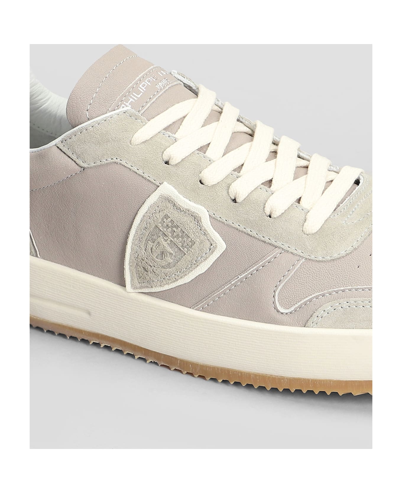 Philippe Model Nice Low Sneakers In Grey Suede And Leather - grey