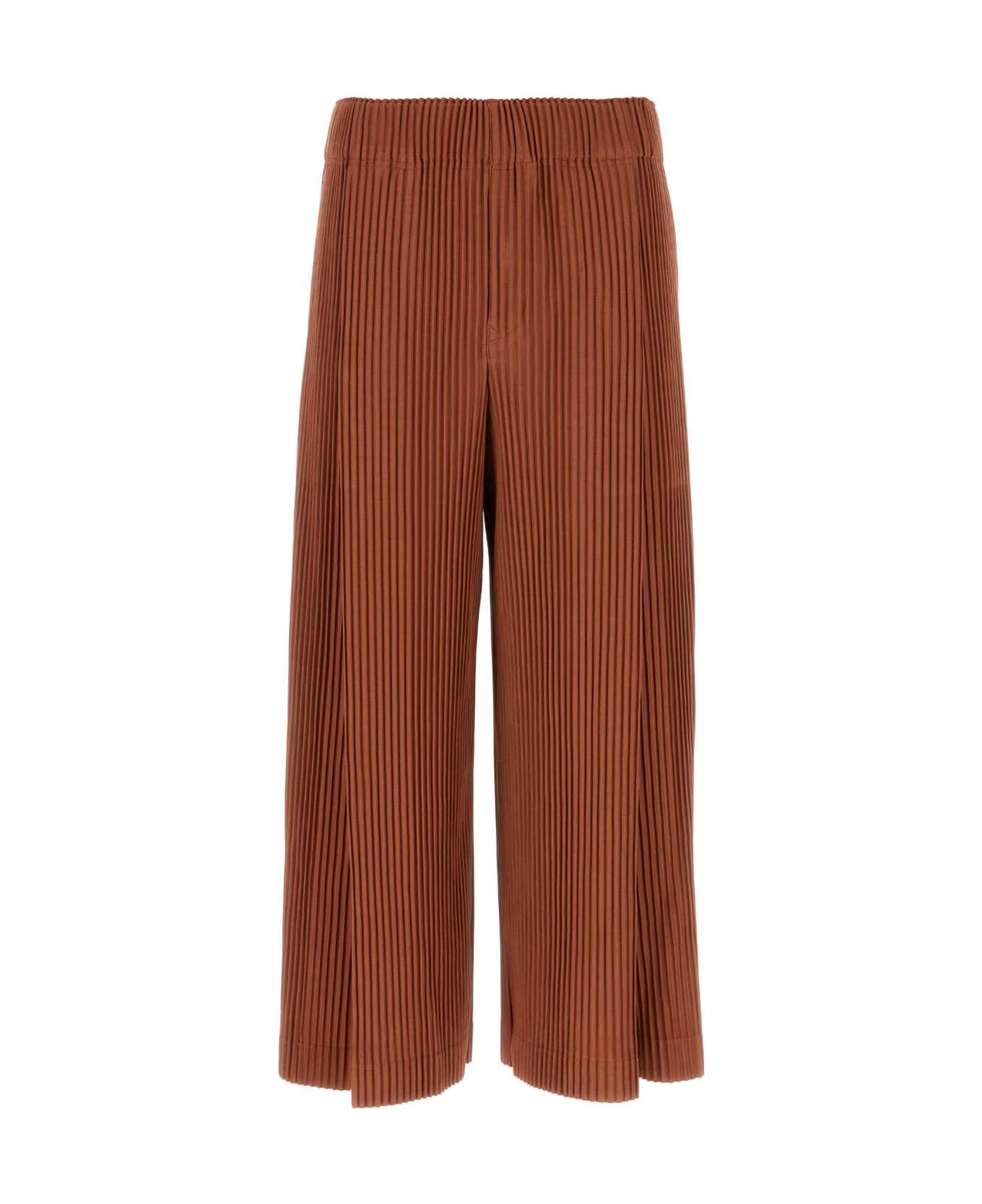 Homme Plissé Issey Miyake Copper Polyester Wide-leg Pant - GINGERBROWN