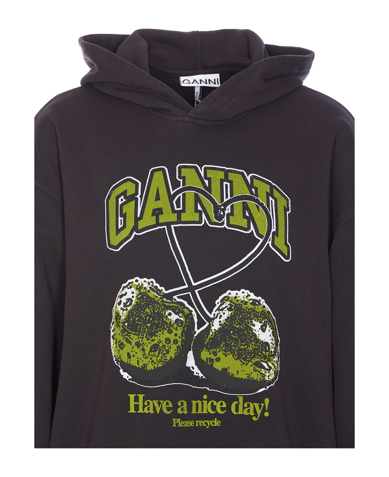 Ganni Isoli Cherries Oversize Sweatshirt - Black