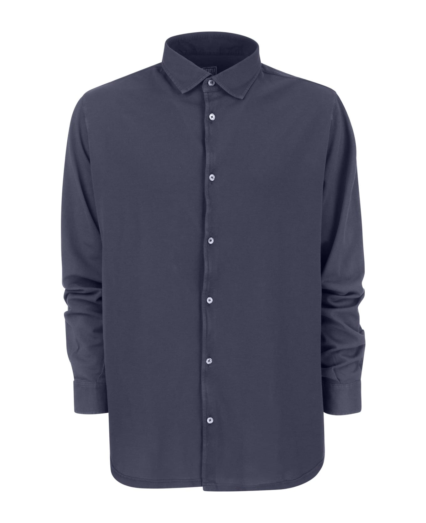 Fedeli Cotton Pique Shirt - Blue