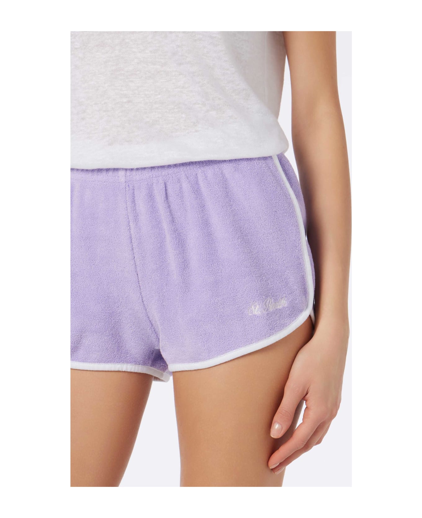 MC2 Saint Barth Woman Terry Cotton Pull Up Shorts Francine - PINK