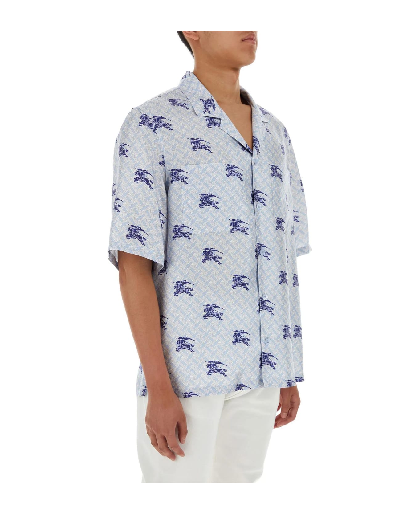 Burberry Printed Satin Pyjama Shirt - Blue シャツ