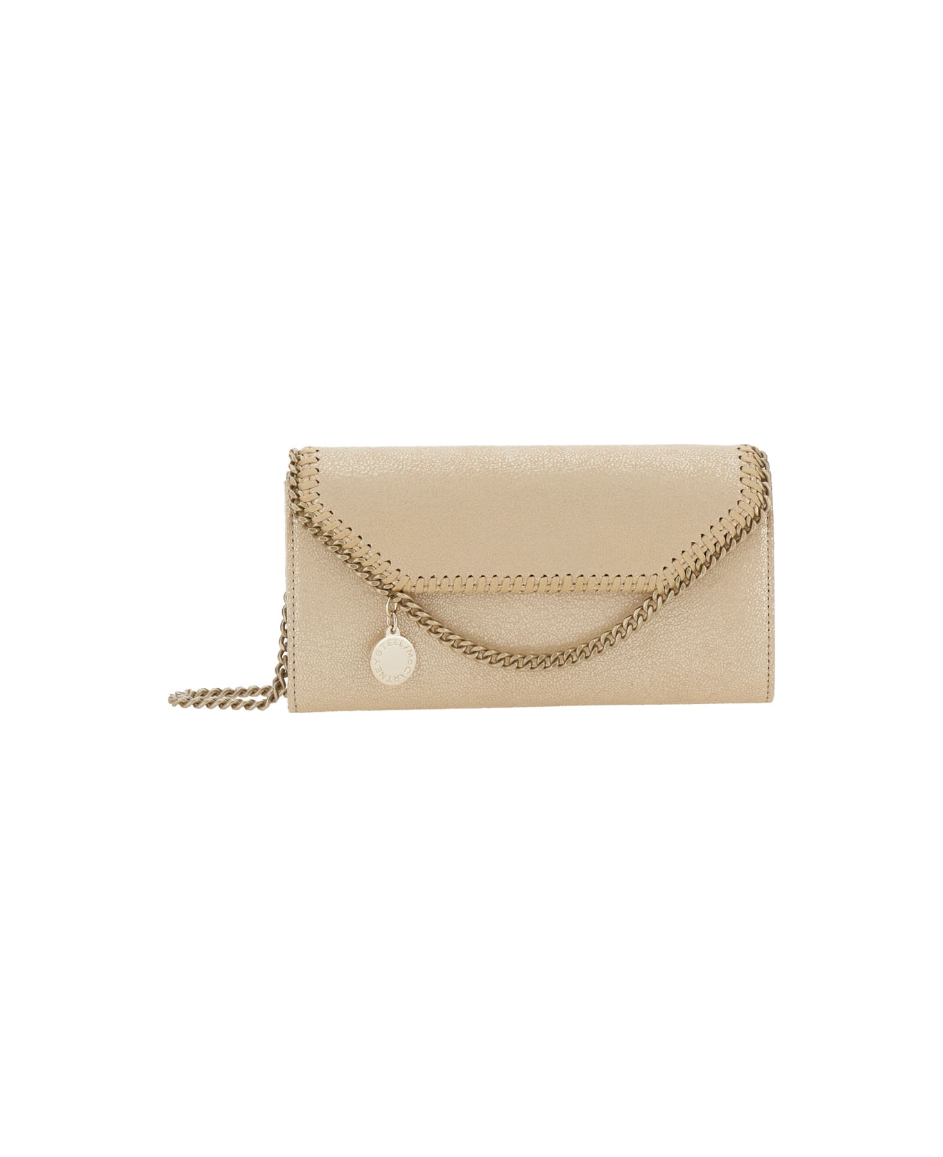Stella McCartney Falabella Continental Wallet With Chain Eco Shiny Dotted Chamois W/tonal Chain - Airlite - Metallic
