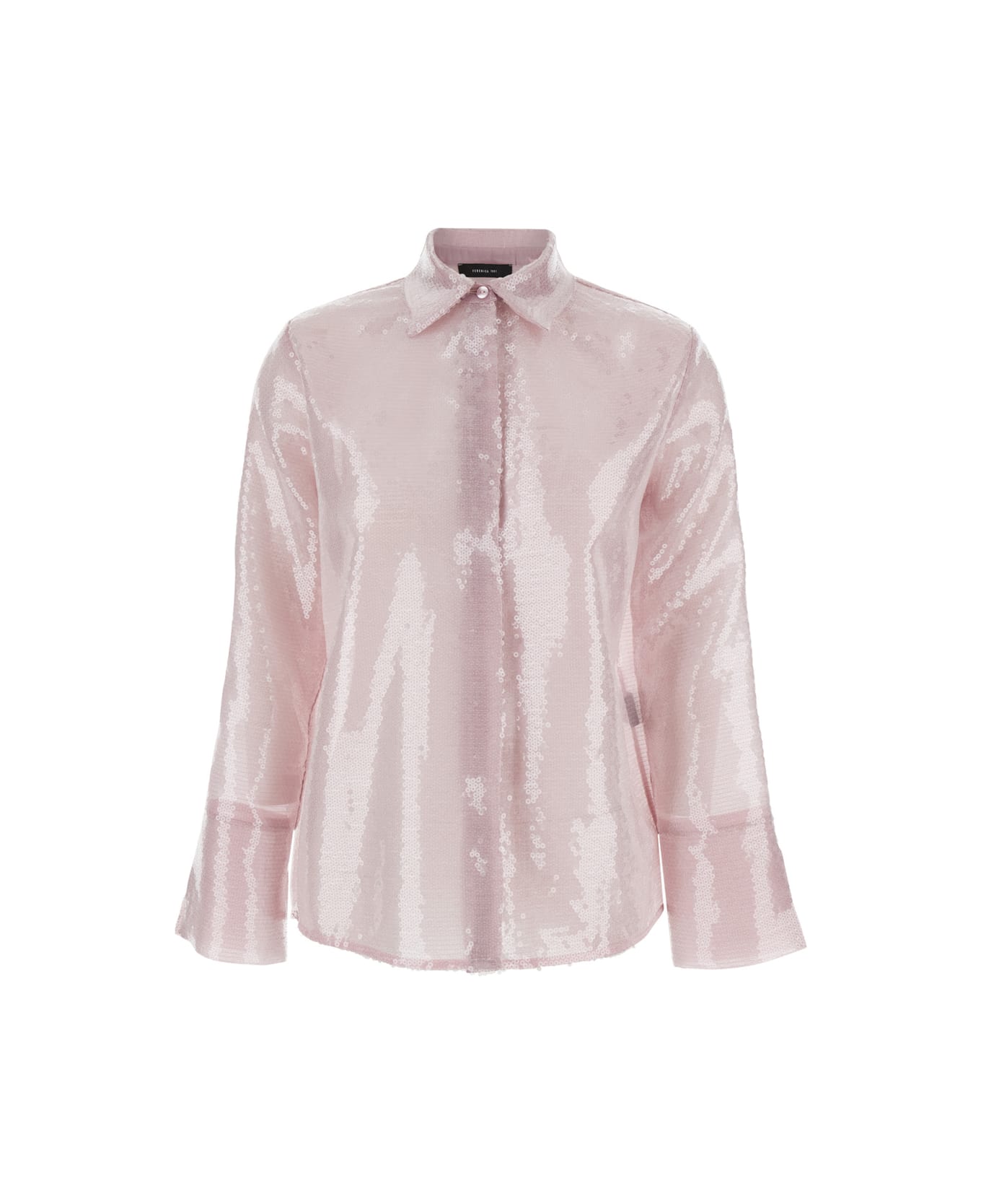 Federica Tosi Pink Shirt With Sequins In Techno Fabric Woman - Pink