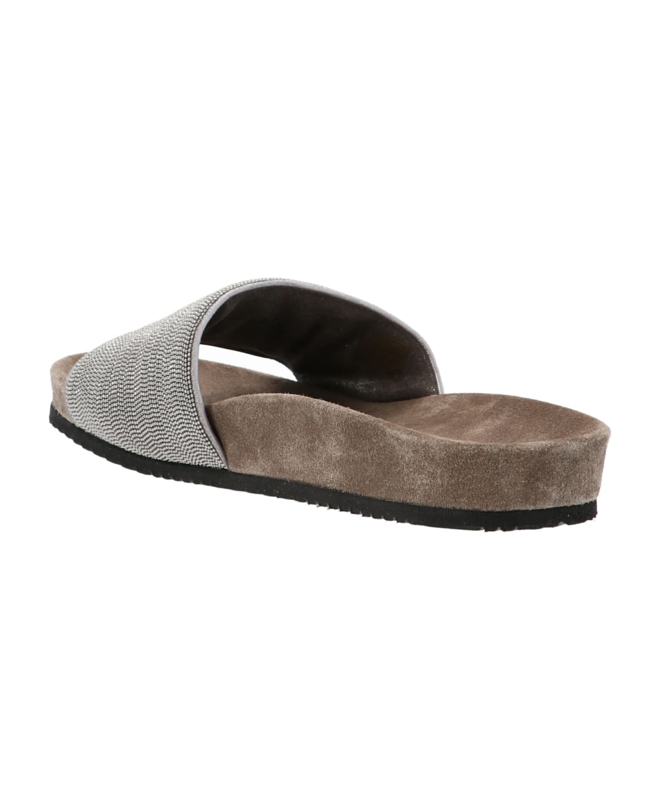 Brunello Cucinelli 'monile' Suede Slides - Gray