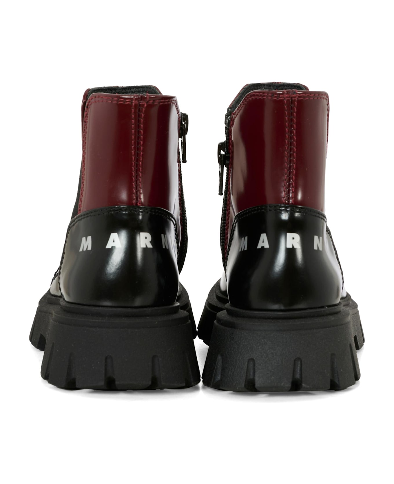 Marni Black Ankle Boots For Kids With Logo - Black