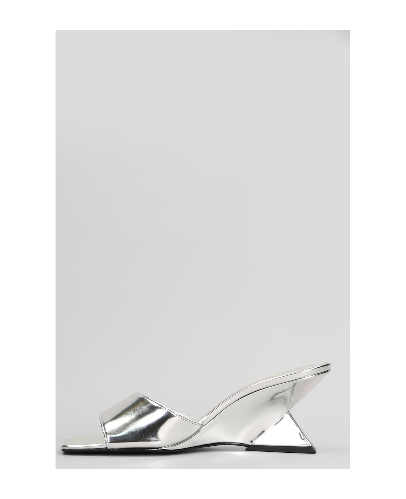 Schutz Abbie Sculpt Slipper-mule In Silver Leather - silver