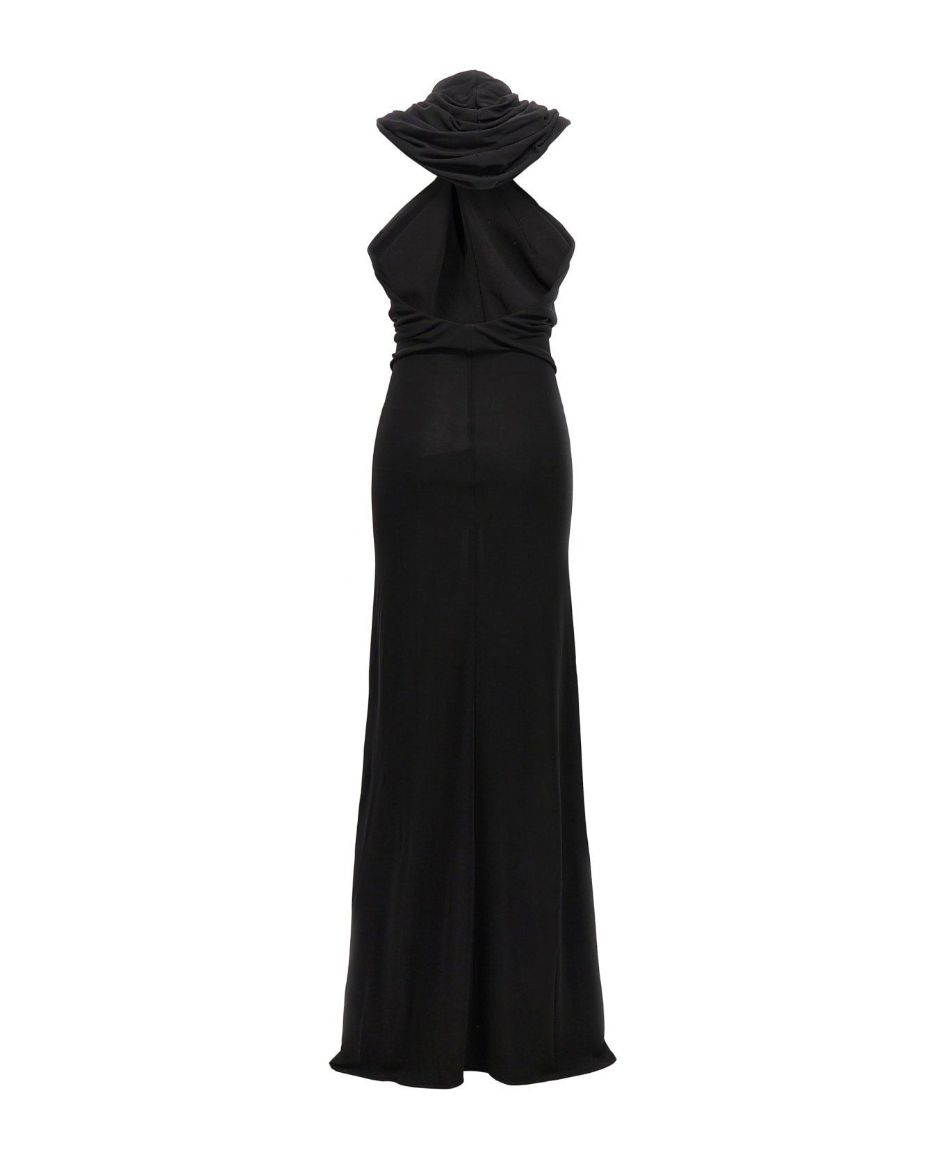 Saint Laurent Scarf Detail Long Dress - Black