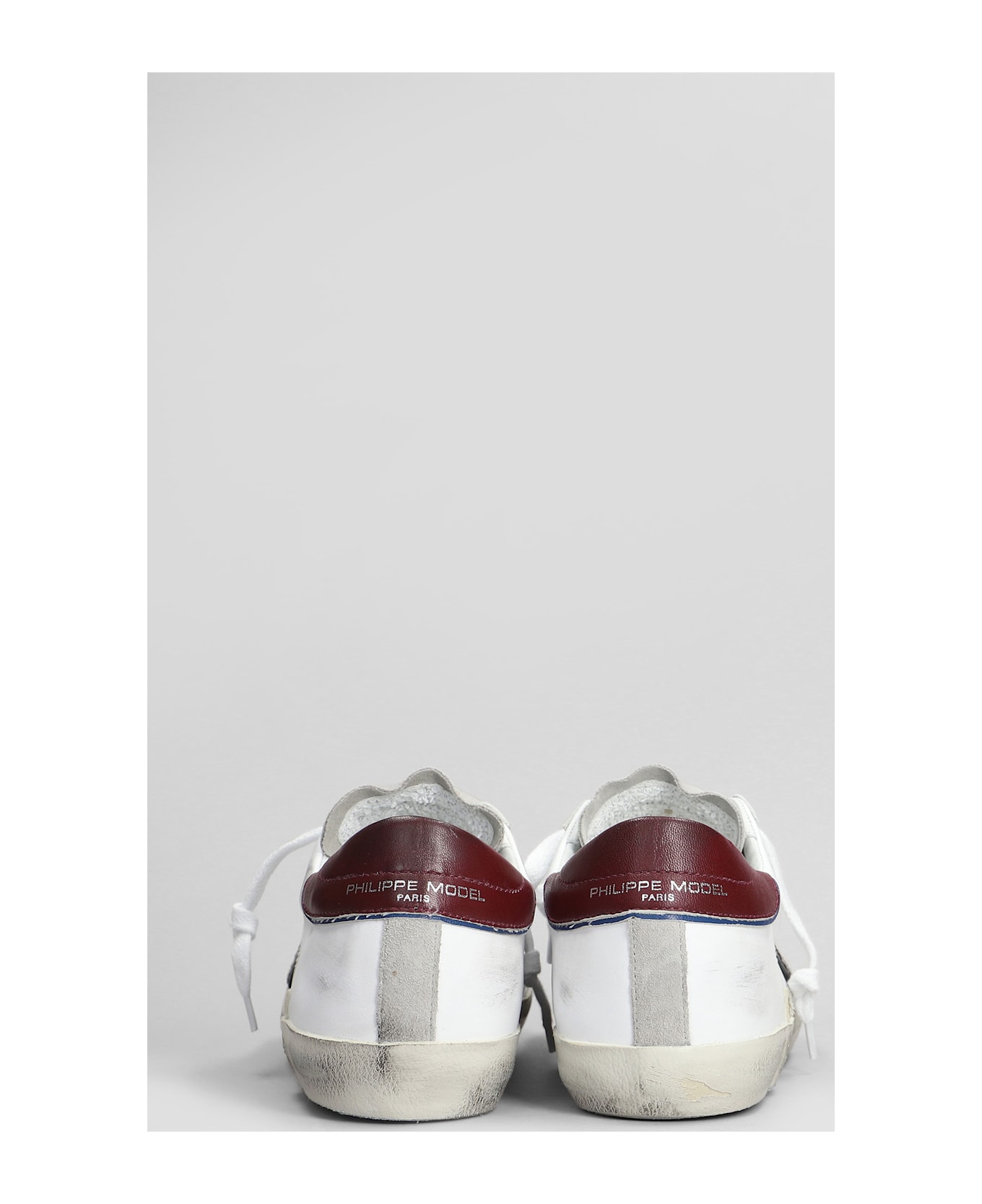 Philippe Model Prsx Low Sneakers In White Suede And Leather - white