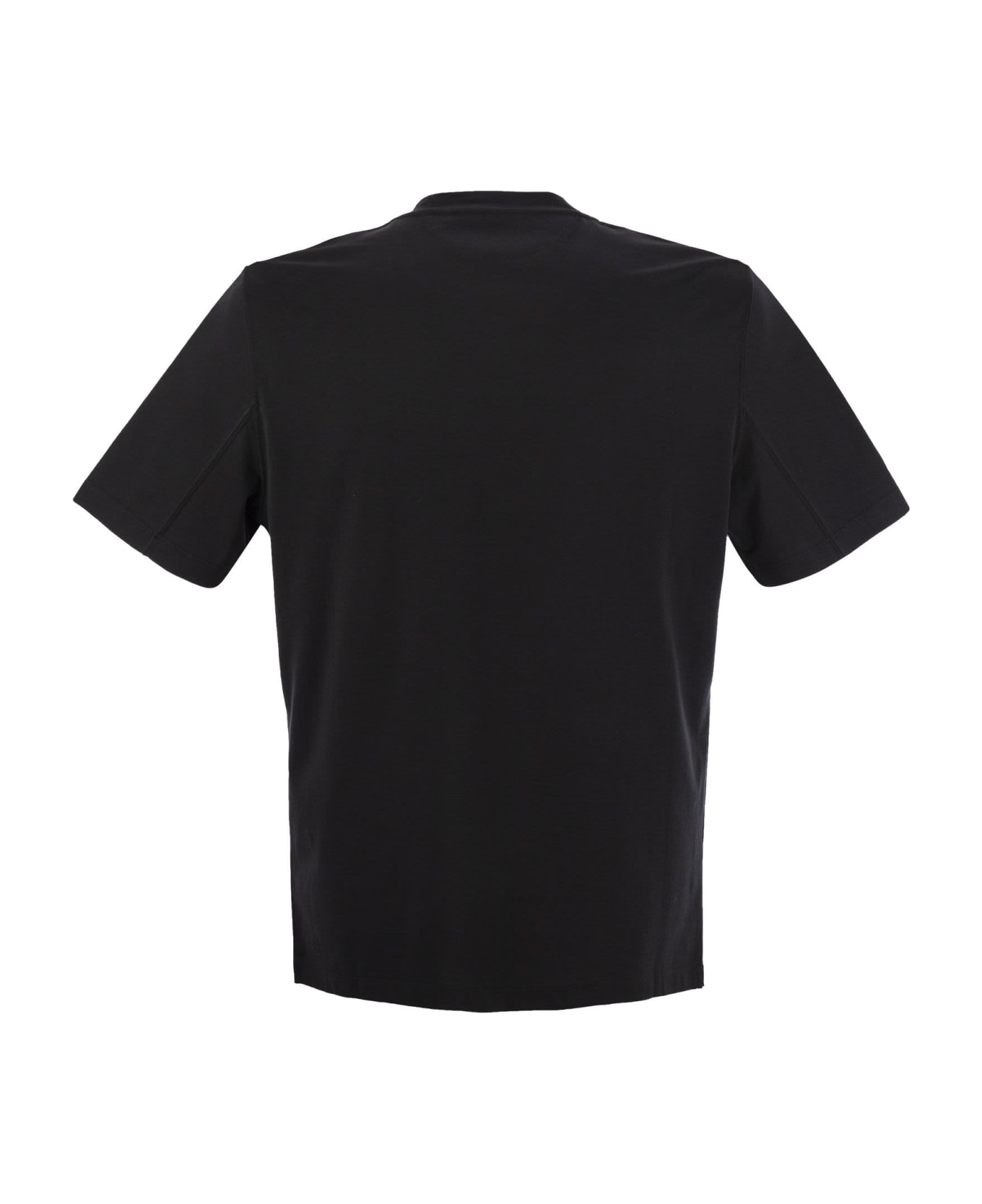 Brunello Cucinelli Slim Fit Crew-neck T-shirt In Cotton Jersey With Logo - Black