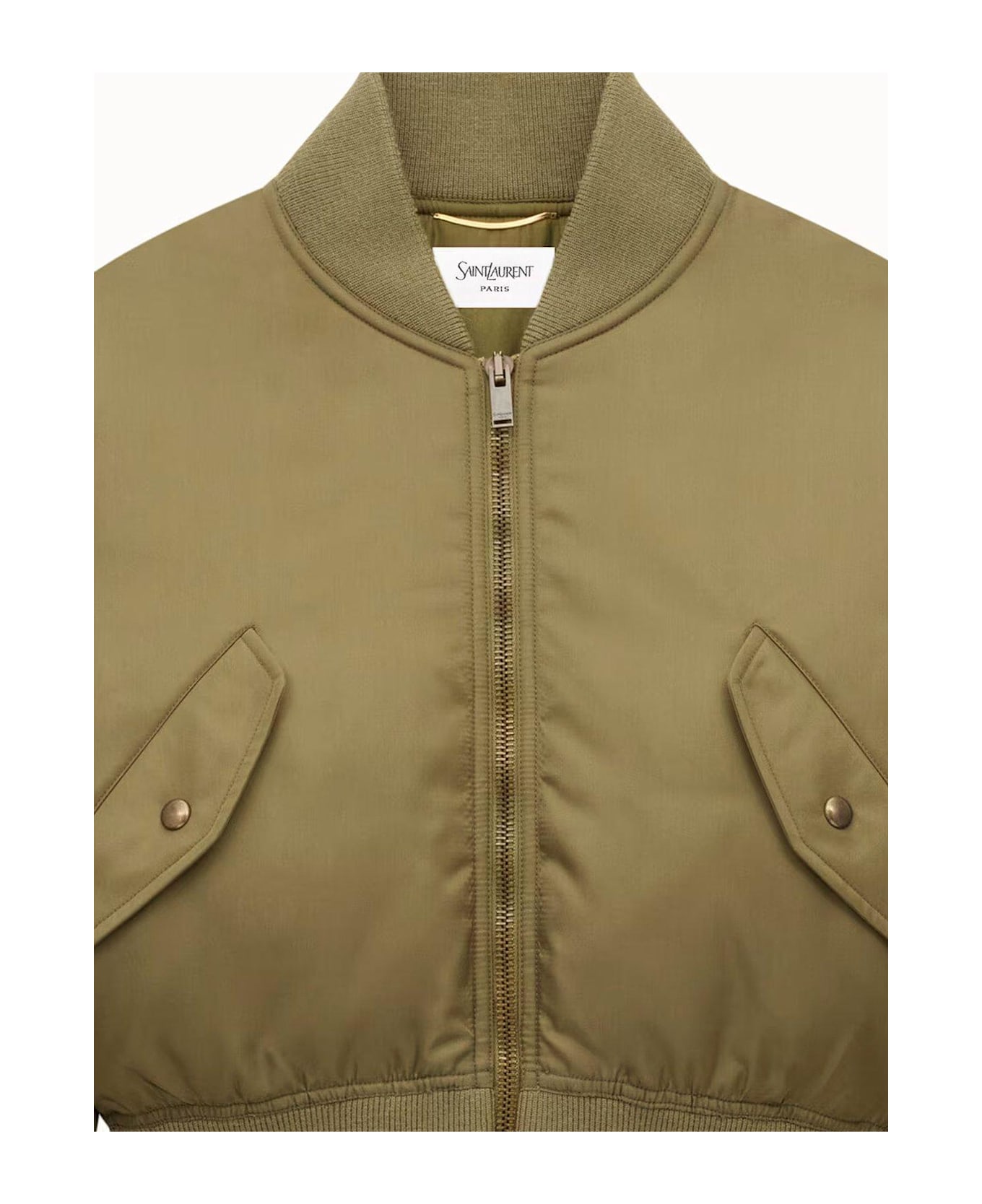Saint Laurent Zip-up Padded Bomber Jacket - GREEN