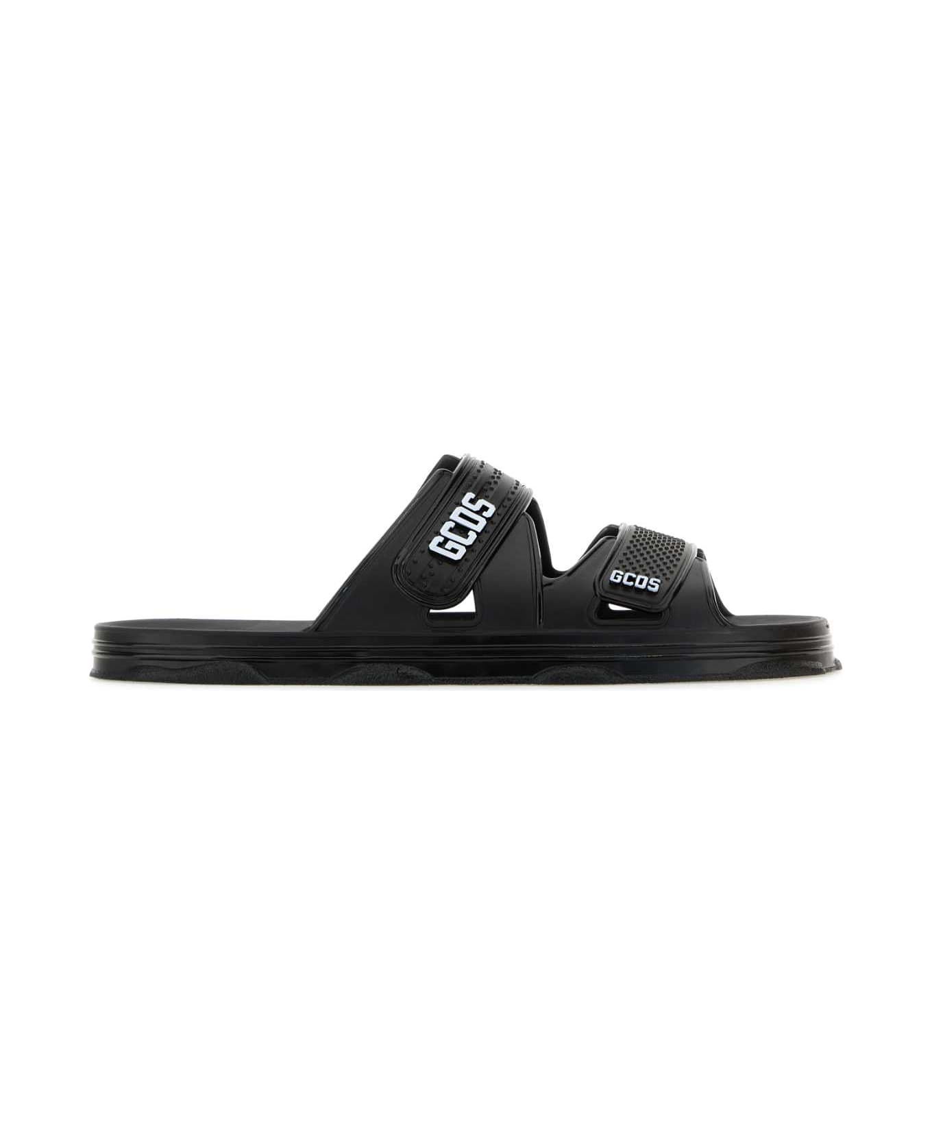 GCDS Black Rubber Gcds Slippers - NERO