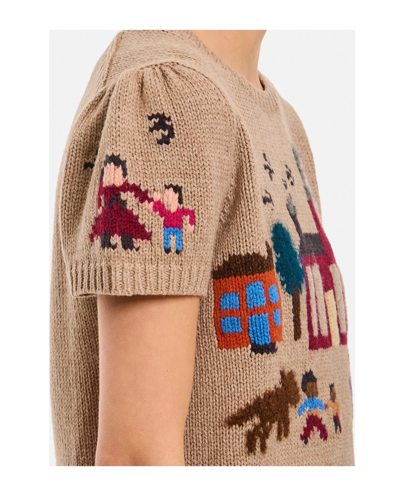 Polo Ralph Lauren Wool And Cotton Jacquadr Short Sleeve Pullover - Beige ニットウェア