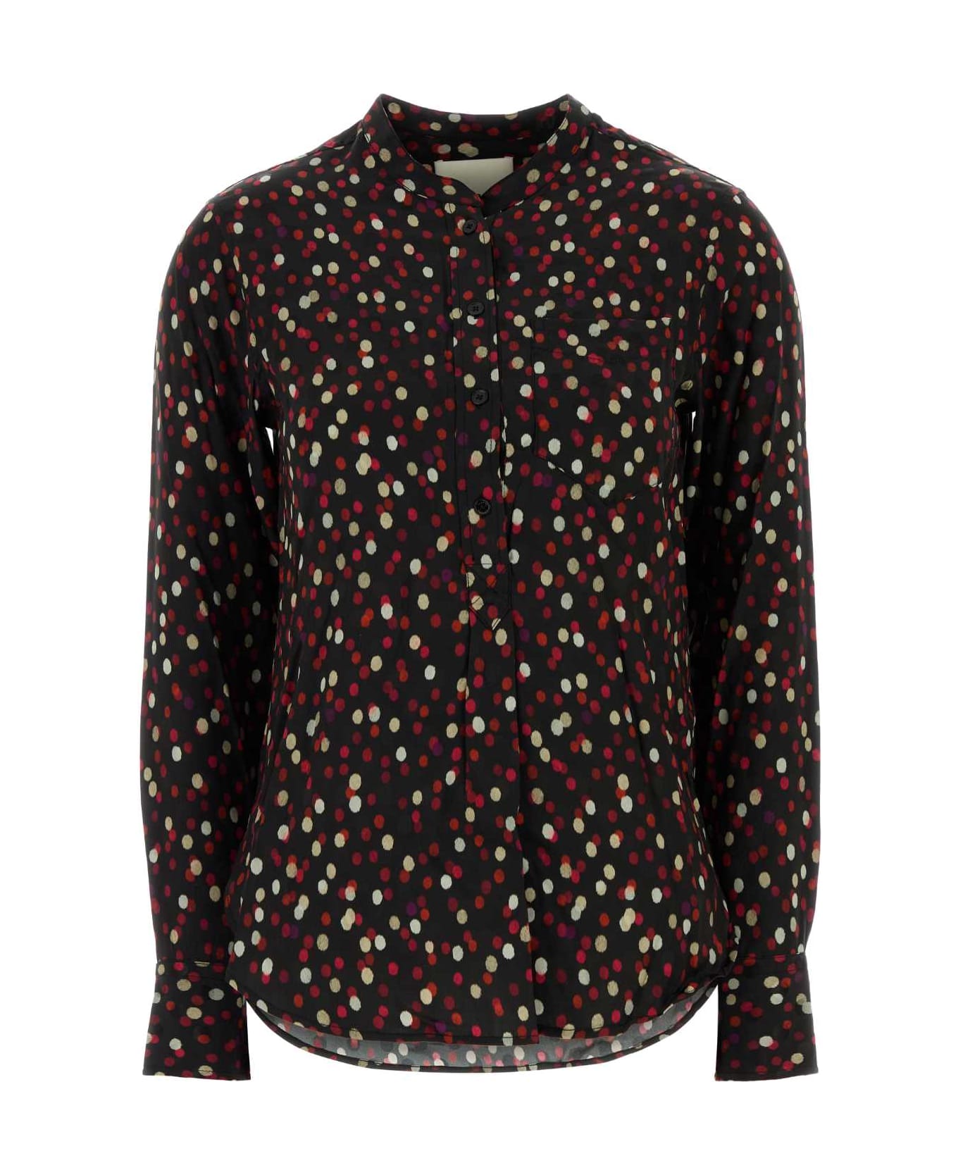 Isabel Marant Printed Stretch Silk Rusak Shirt - BLACKRED シャツ