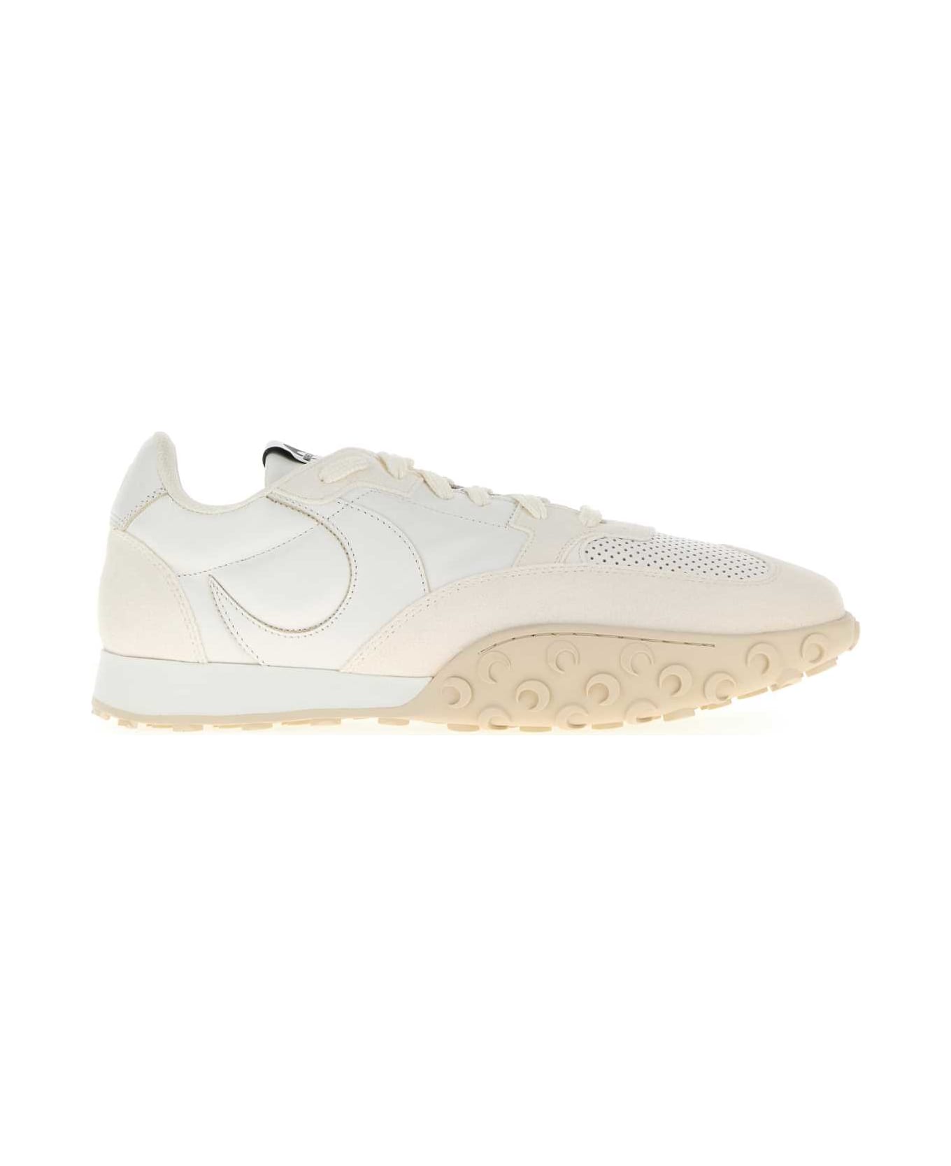 Marine Serre White Leather And Suede Ms Rise Sneakers - WHITE
