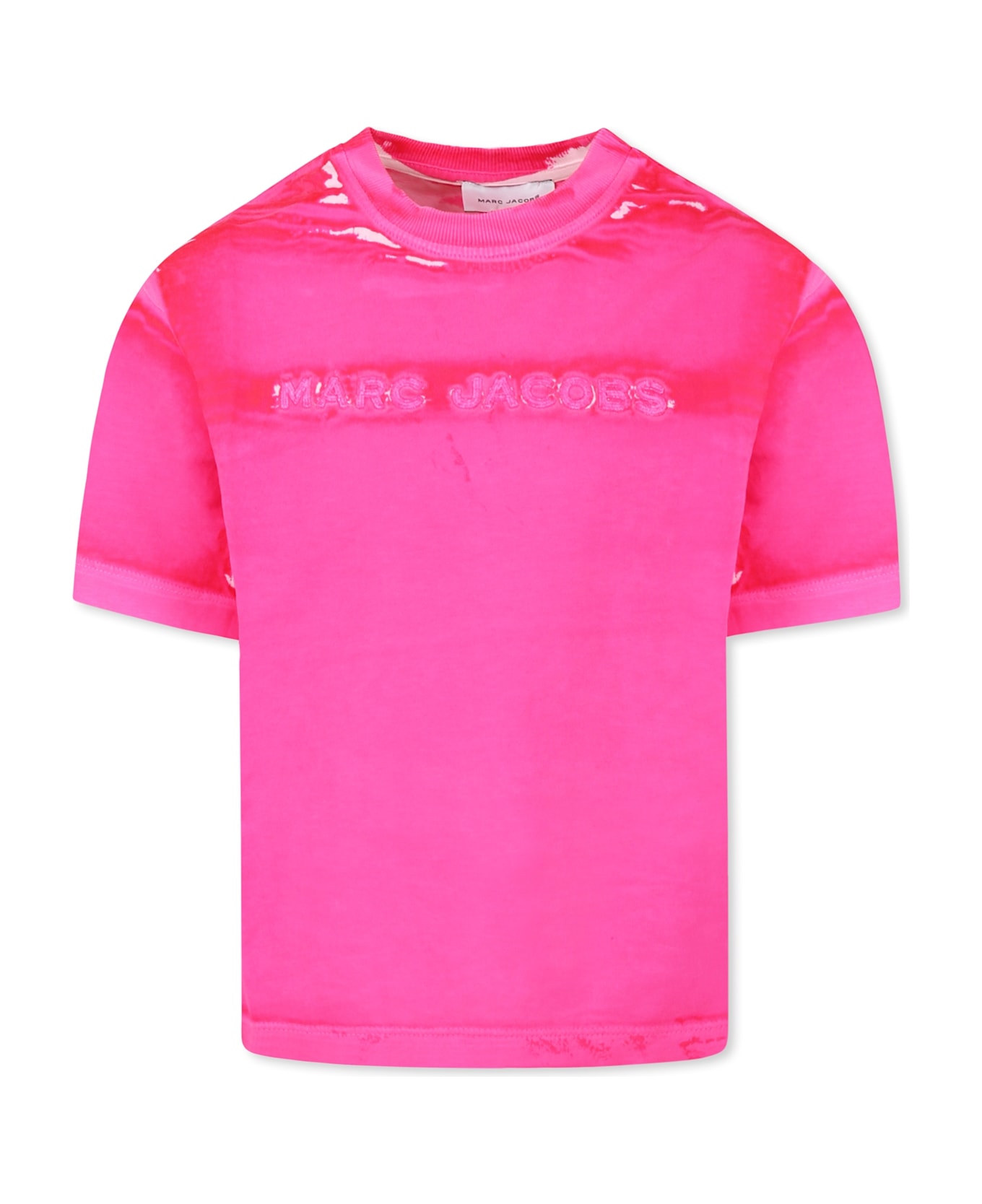 Little Marc Jacobs Fuchsia T-shirt For Girl With Logo - Fuchsia