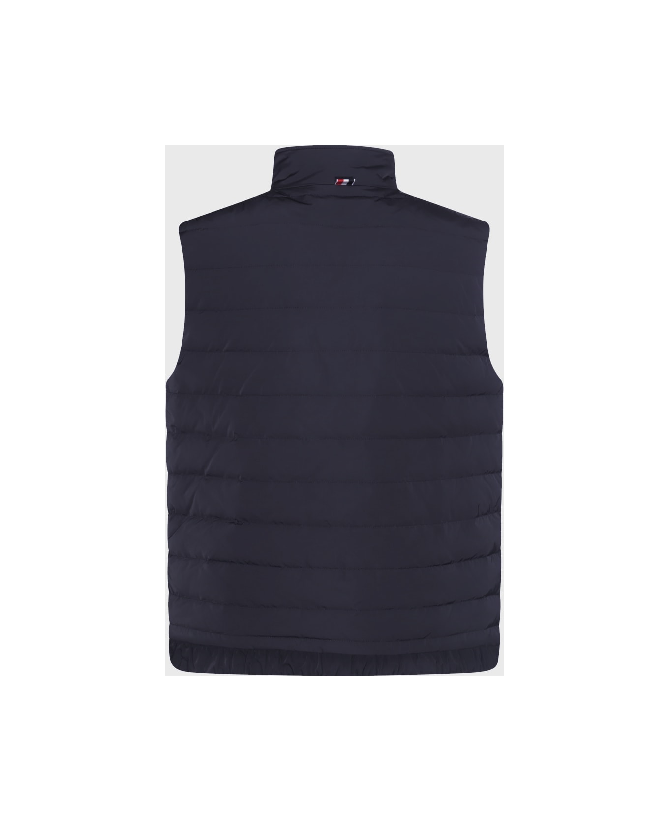 Thom Browne Navy Blue And White Down Jacket - Blue