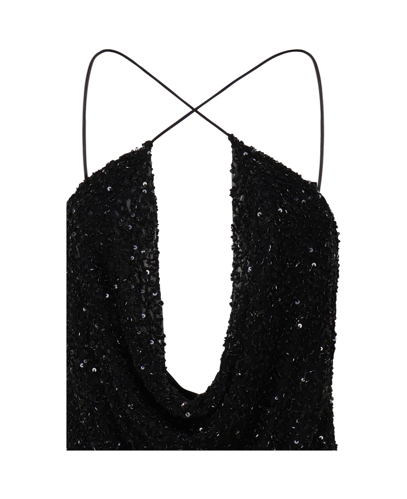 retrofete Low-cut Sequin Dress - Black