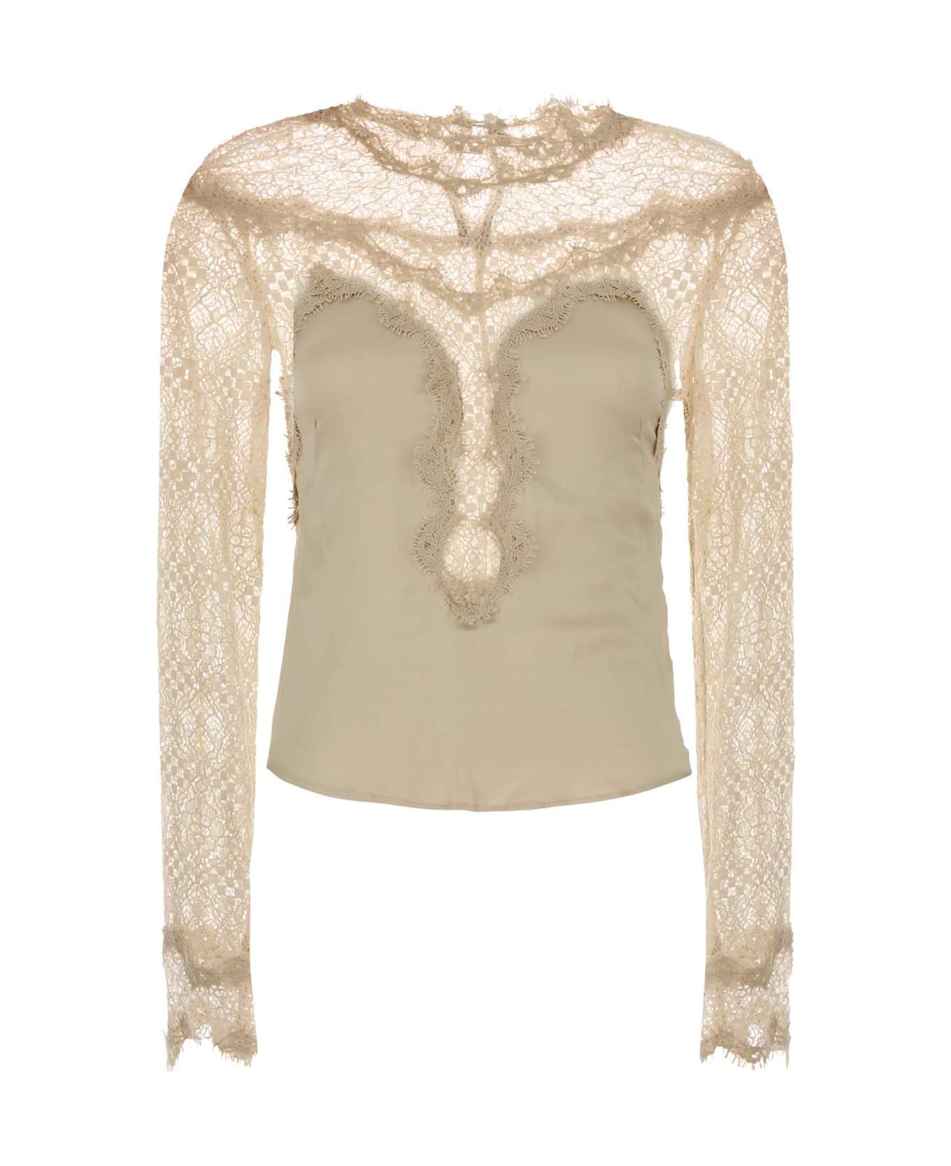 Isabel Marant Beige Stretch Satin Diem Top - CHAMPAGNE