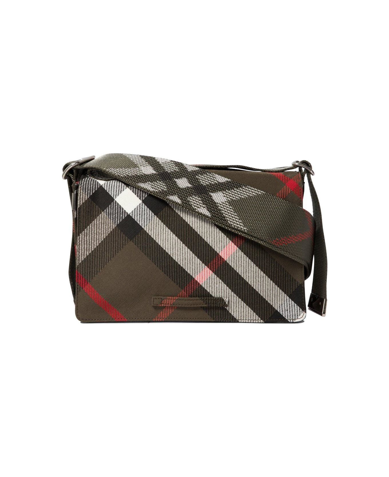 Burberry Trench Checked Foldover-top Messenger Bag - Loch